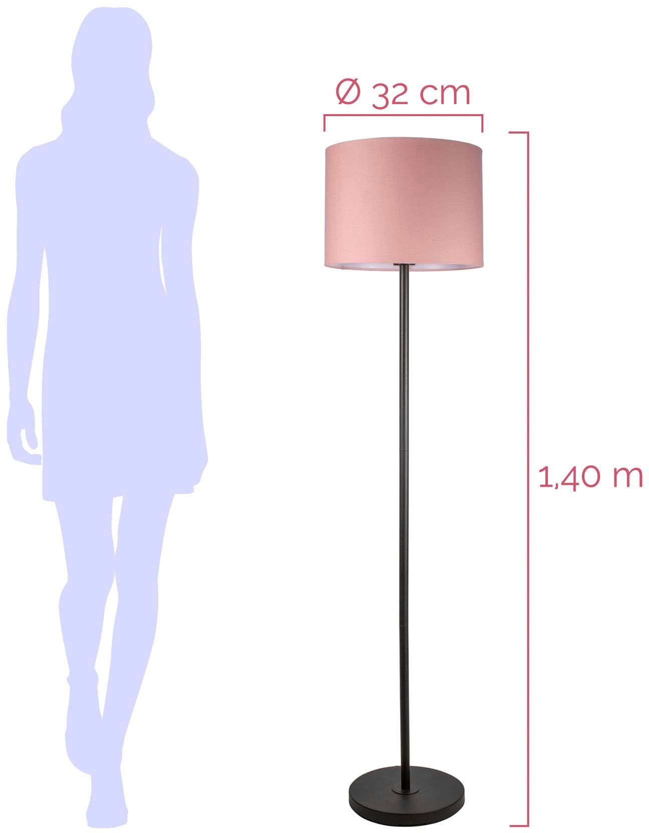 Pauleen Stehlampe »Grand Reverie«, 10 flammig, Leuchtmittel E27 | ohne Leuchtmittel, E27, Stoffschirm Rosa