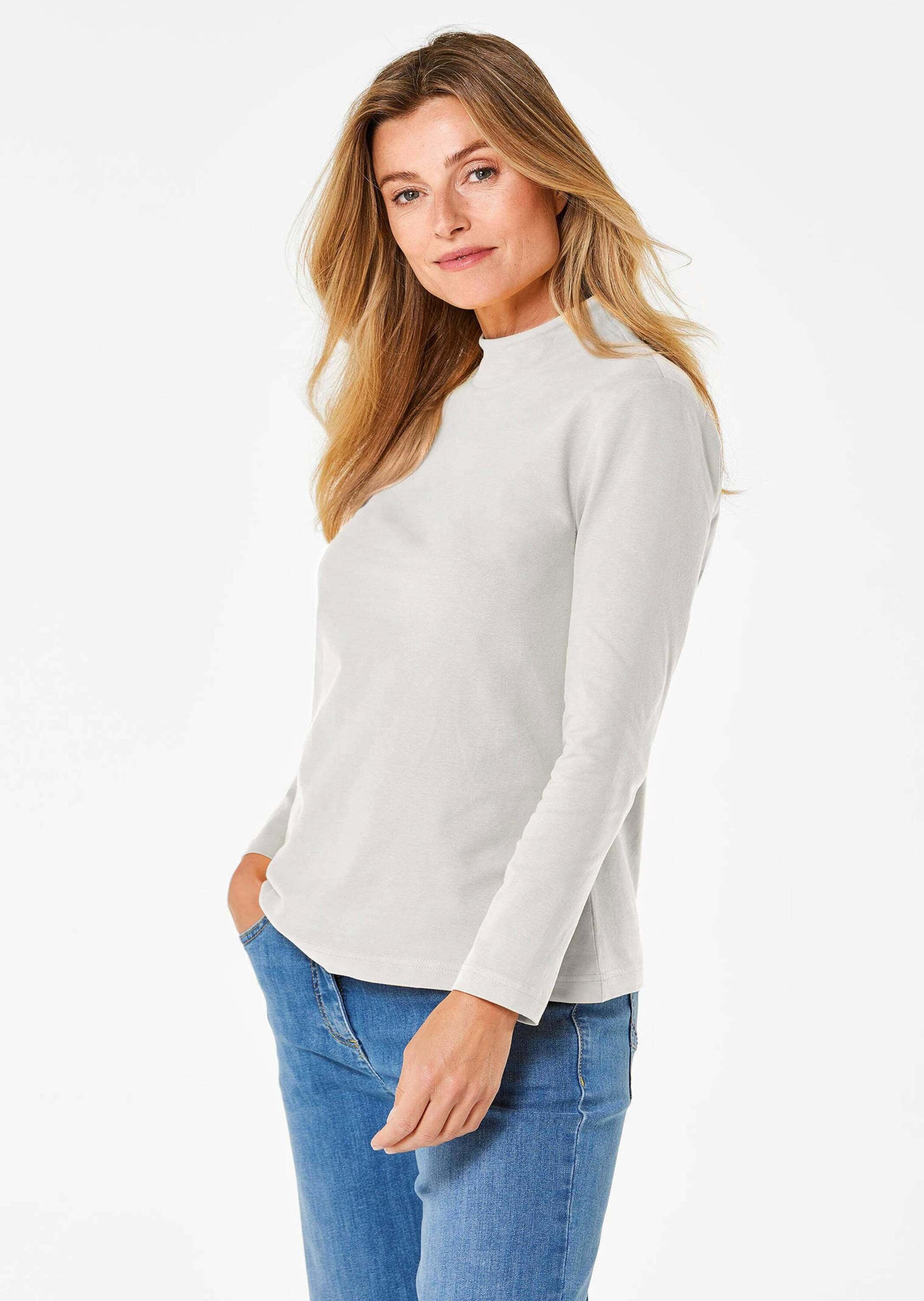 GOLDNER Longpullover »Stehbundshirt Stehkragenshirt mit Langarm«
