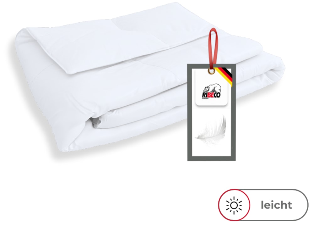 RIBECO Federbettdecke »Laram, Bettdecken für Sommer oder Winter, Made in Germany« leicht Füllung 90 % Federn, 10 % Daunen Bezug Baumwolle 1 Stk. tlg. Super Preis-Leistung, Bettdecke 135x200 cm oder 155x220 cm, Decke