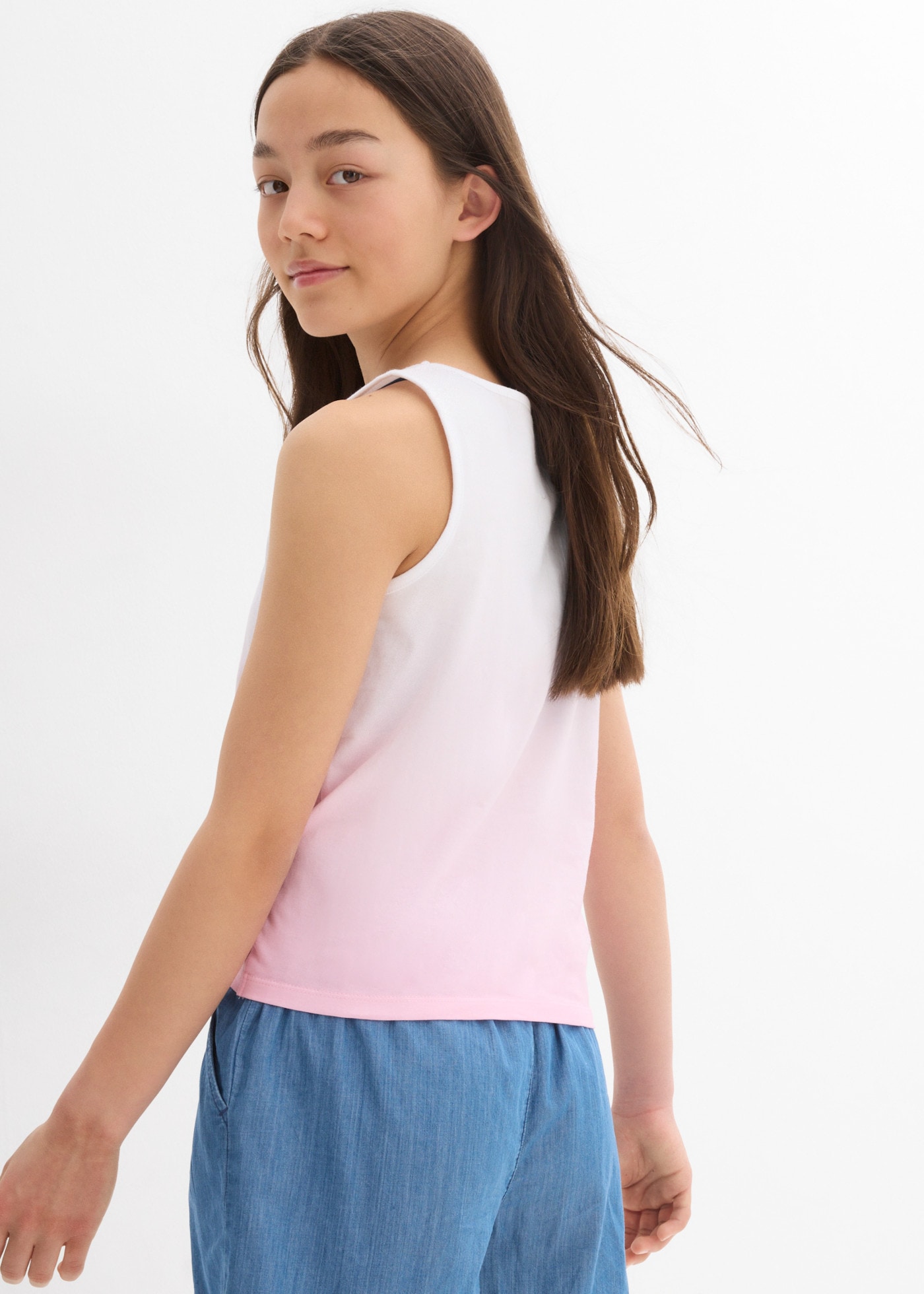 bonprix Shirttop Packung, 2er,  ärmelloses Design, aus Baumwolle, im 2er Pack, mit Knoten-Detail