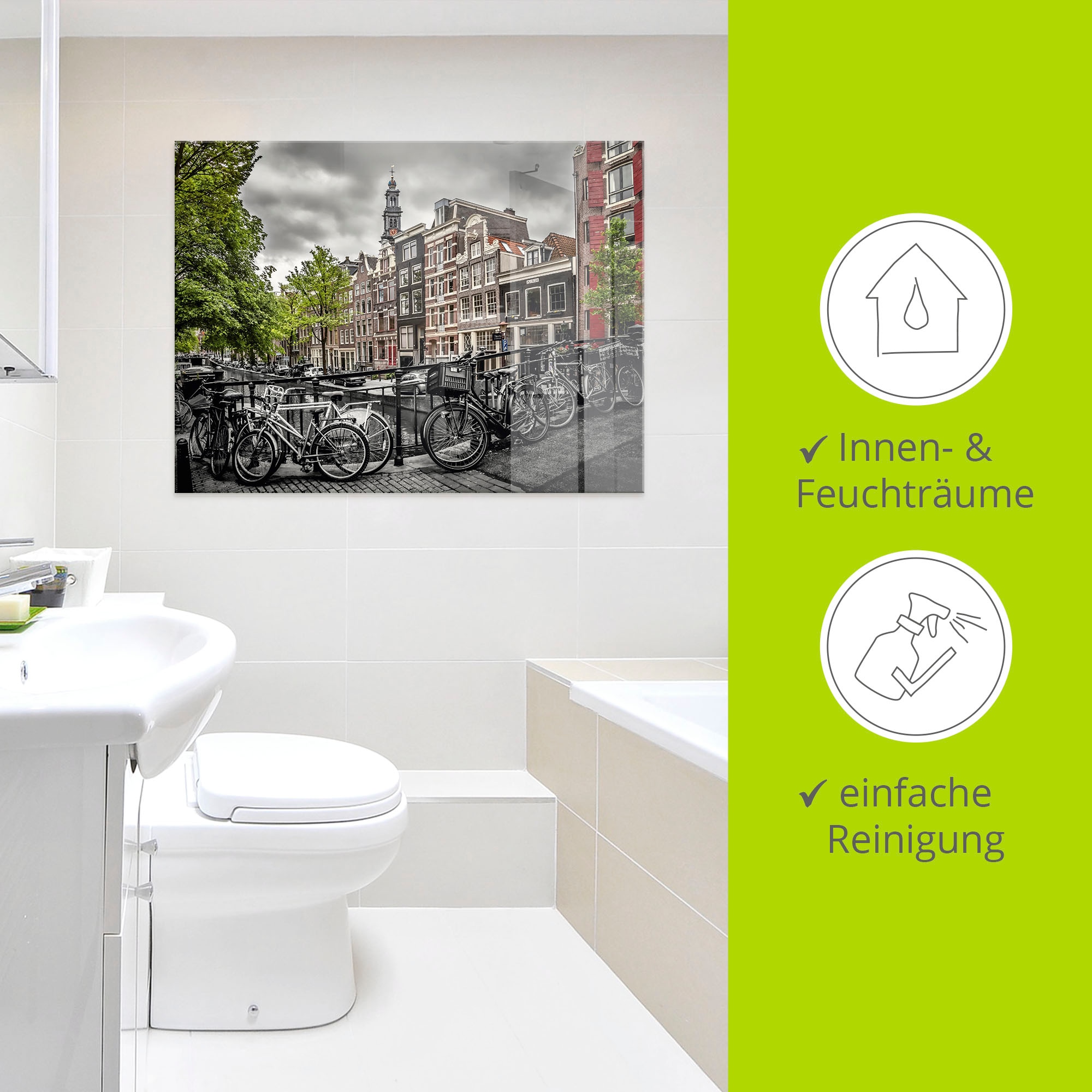 Artland Glasbild »Amsterdam Bloemgracht I«, Fahrräder, (1 St.), in verschiedenen Größen