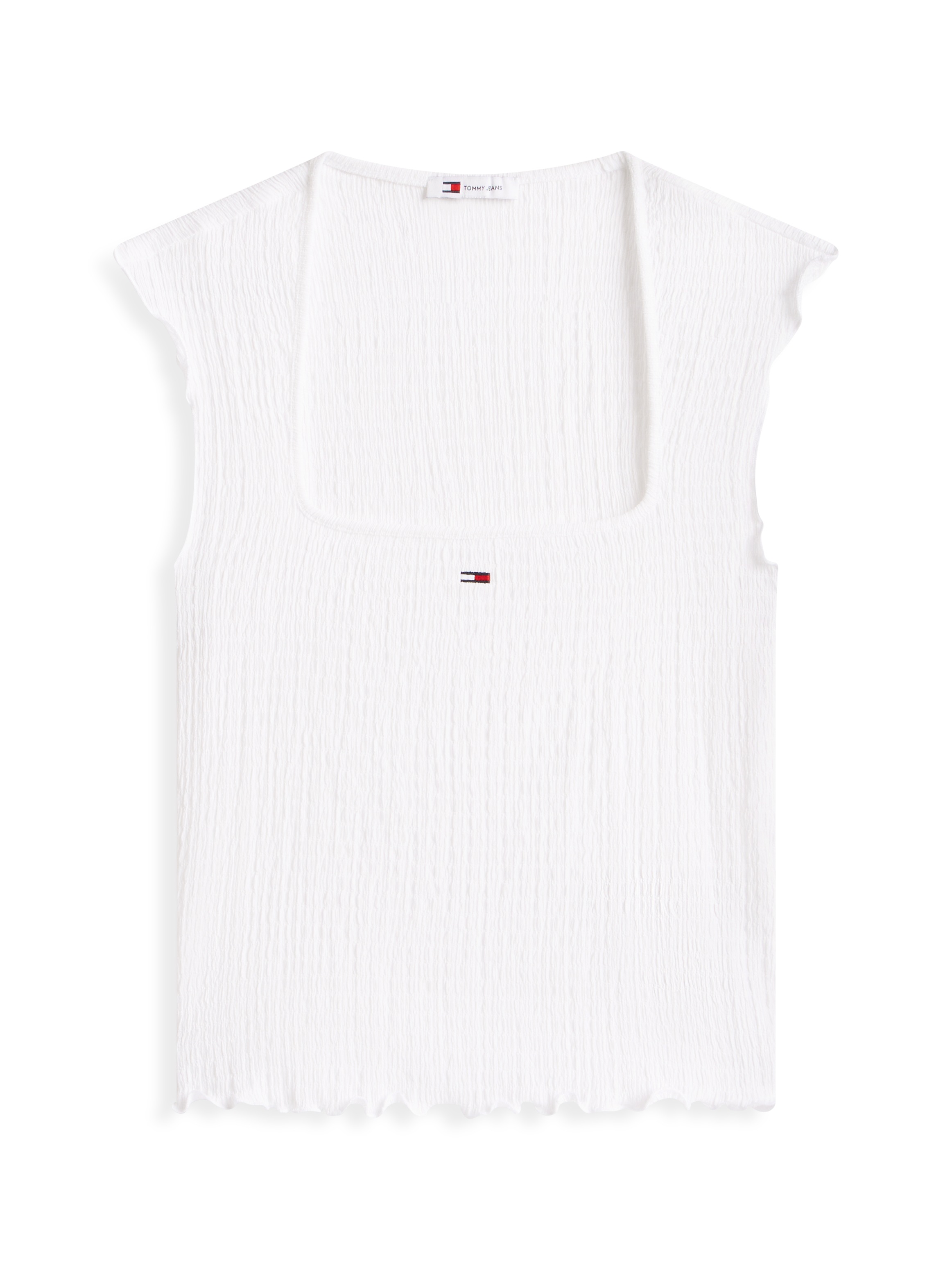 Tommy Jeans Kurzarmshirt »TJW SLIM SH SQUARE NCK SMOCK TOP« mit dem gewellten Saum