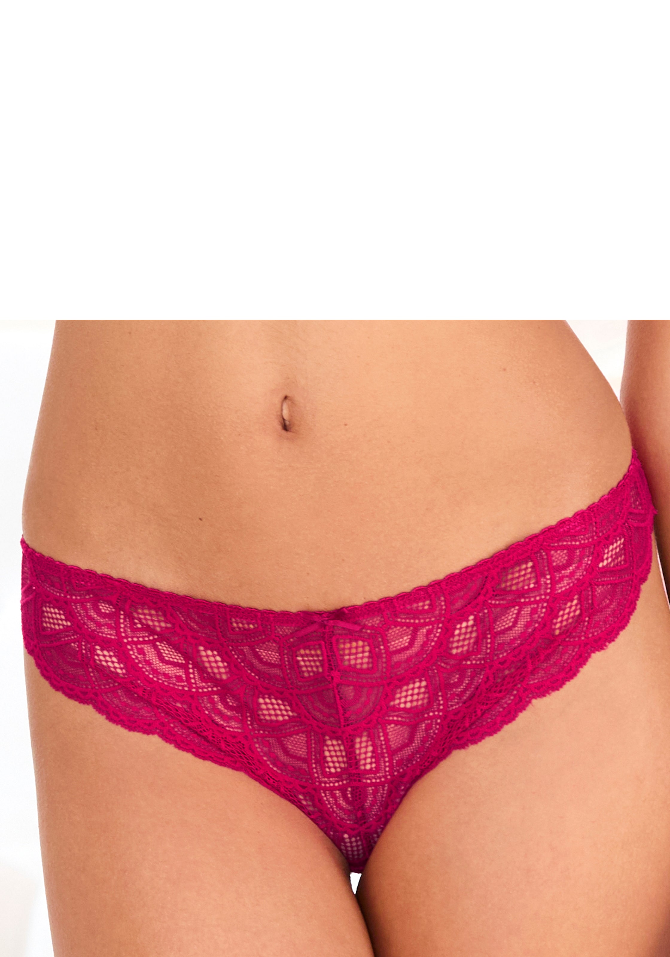 Vivance Damen String »Mirabella« rundherum aus Spitze in pink, Größe 32/34