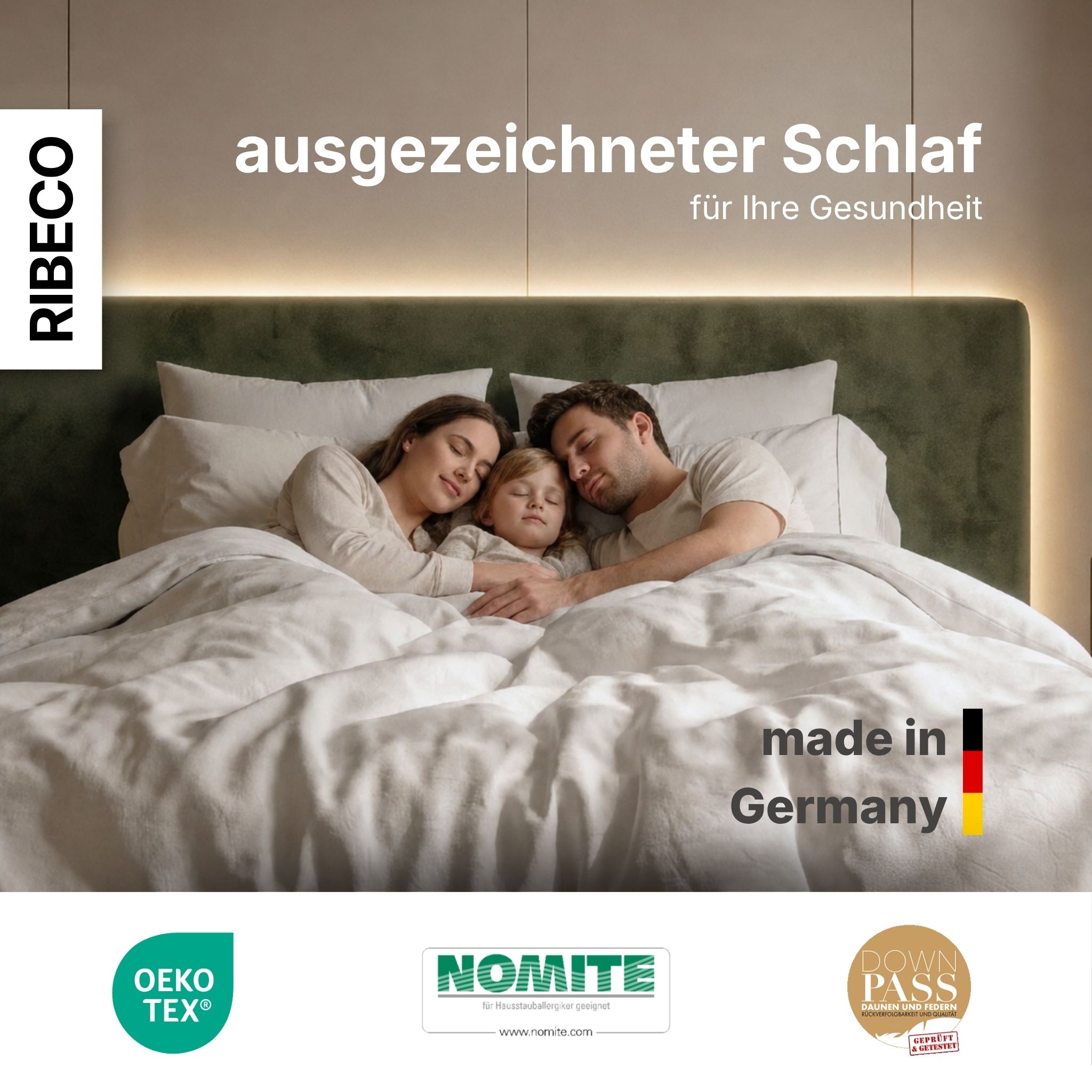 RIBECO Daunenbettdecke »Johanna, Bettdecke in 135x200 und 155x220cm und weiteren Größen« leicht Füllung 80Daunen20Federn 1 Stk. tlg. Topseller, Daunen und Federn, Daunendecke, Federdecke, Made in Germany