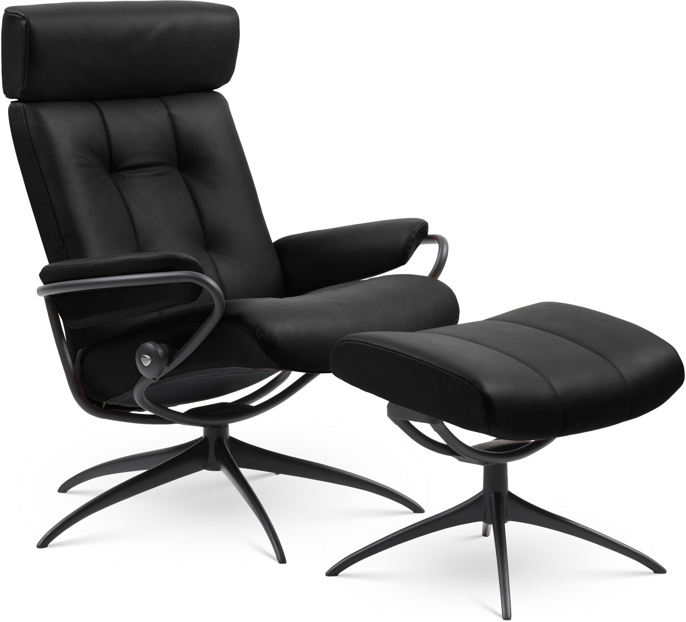 Stressless® Relaxsessel »Greg«, mit Hocker, Low Back mit Kopfstütze, mit Star Base, Gestell Schwarz