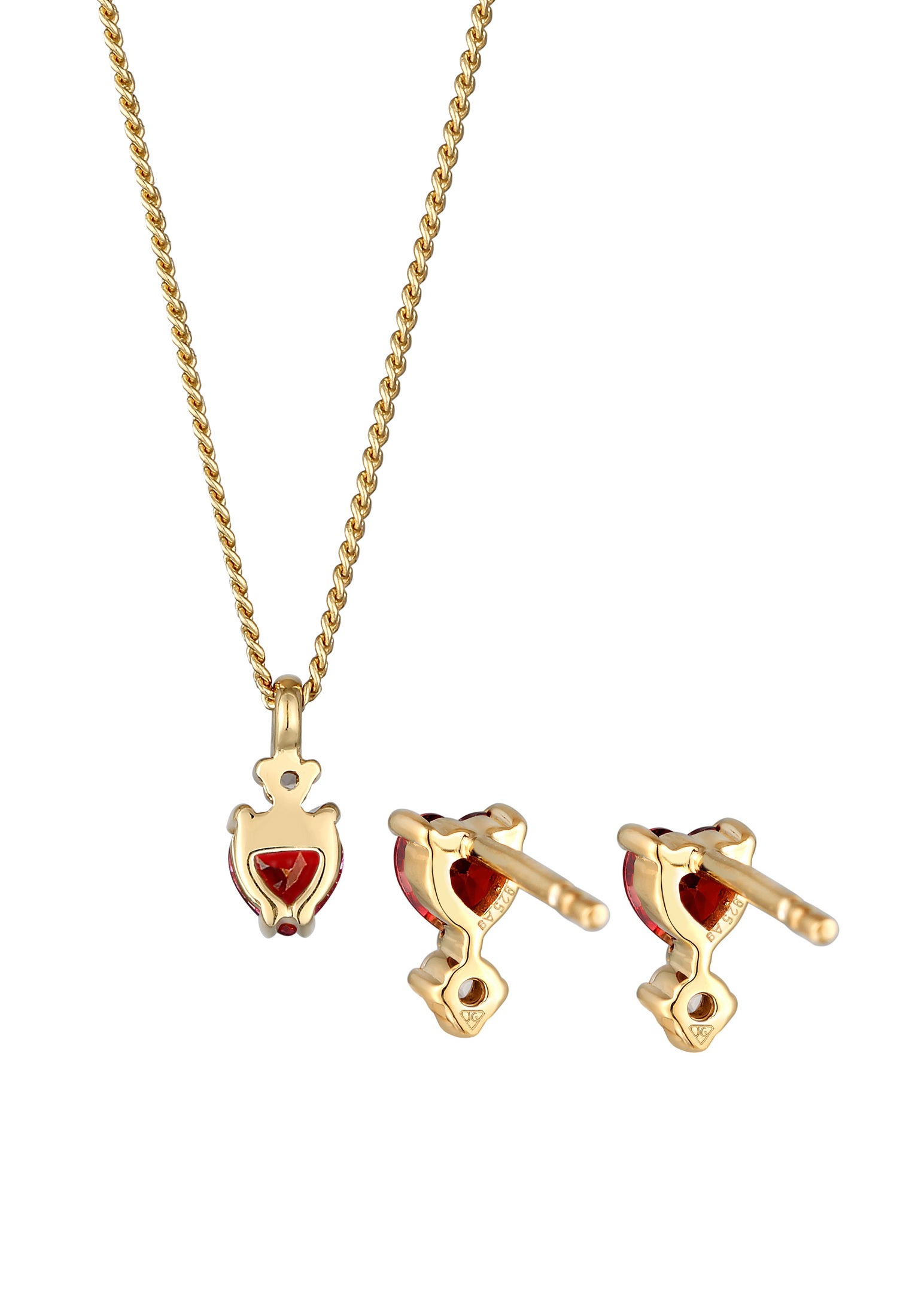 Elli Ohrring und Ketten Set »Schmuckset Set Herz Zirkonia 925 Sterling Silber vergoldet«