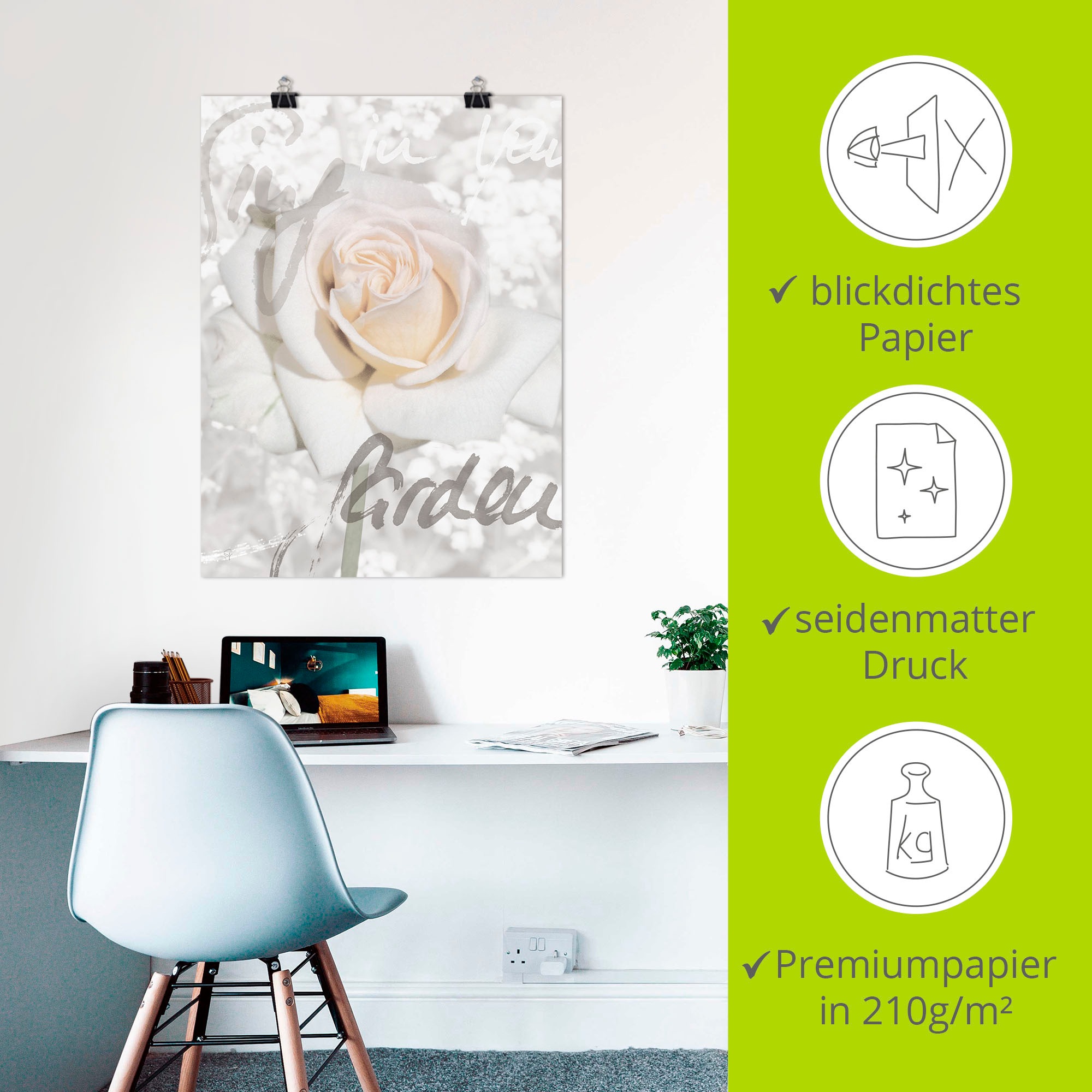 Artland Wandbild »In Lettern - Rose« 1 Stk. tlg. als Alubild, Outdoorbild, Leinwandbild, Poster in verschied. Größen