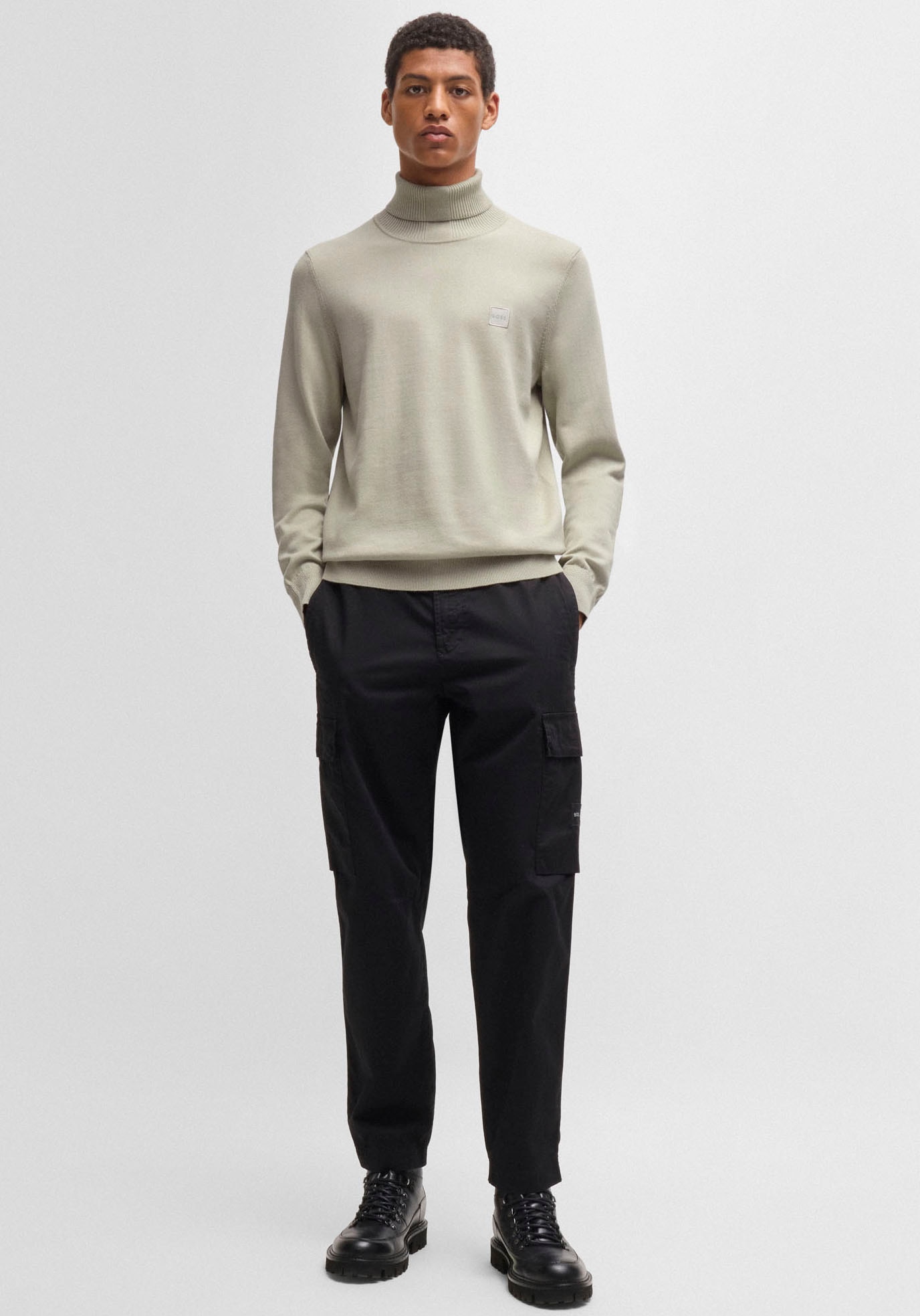 BOSS ORANGE Strickpullover »Akiro«, mit kleinem Stehkragen
