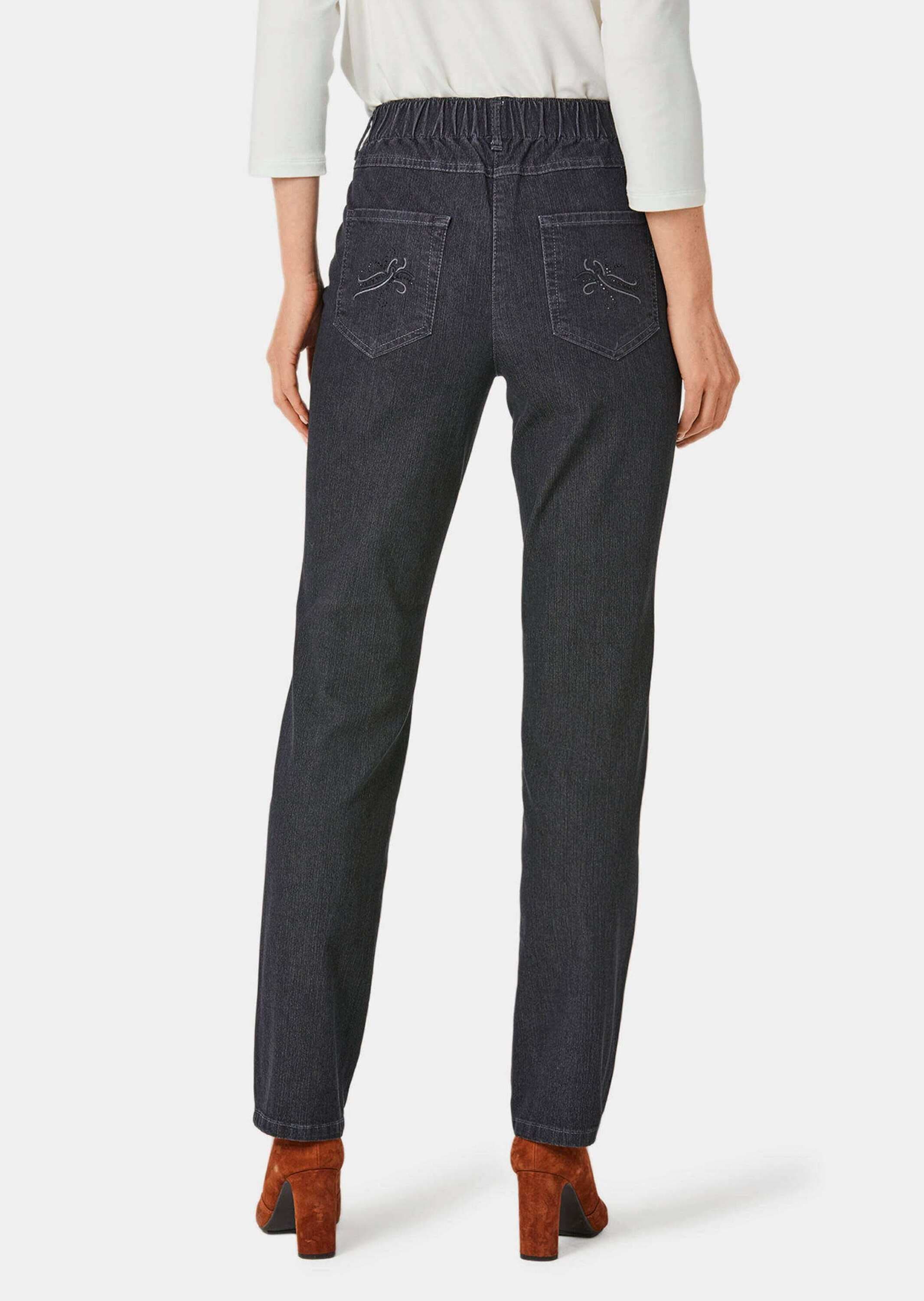 GOLDNER Regular-fit-Jeans »Kurzgröße Edel geschmückte Jeansschlupfhose LOUISA«