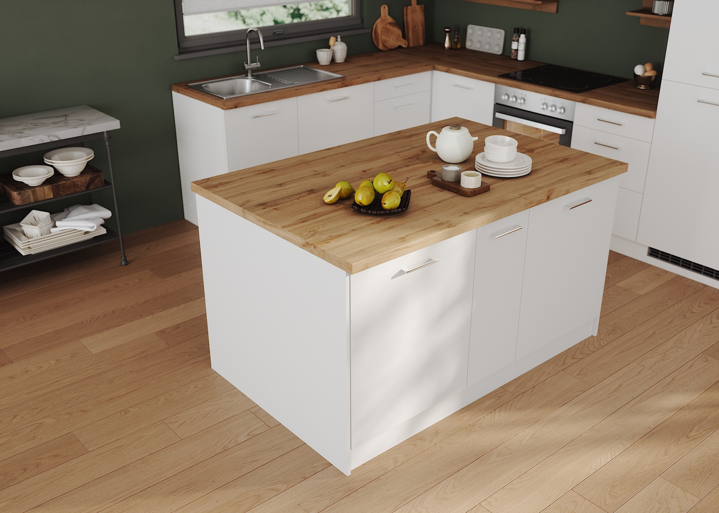 KOCHSTATION Kücheninsel »KS-Milan« Stellmaß 153/100 cm, viel Stauraum, Lebensmittelpunkt: Küche