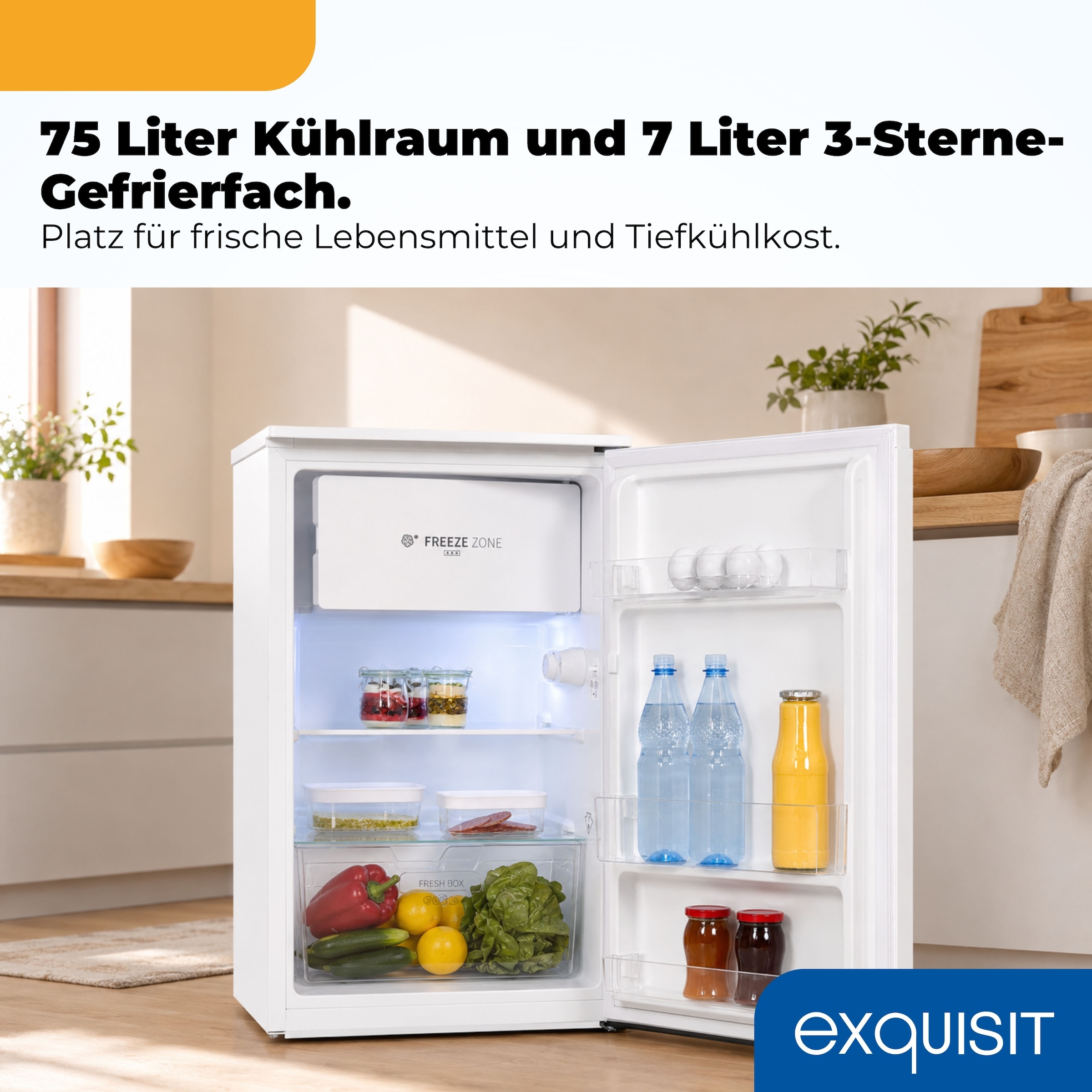 exquisit Kühlschrank »KS117-3-011E weiss« 84 cm hoch 48 cm breit Perfekte Kühlung & Gefrierfach: 82 L Mini-Kombi für jede Küche