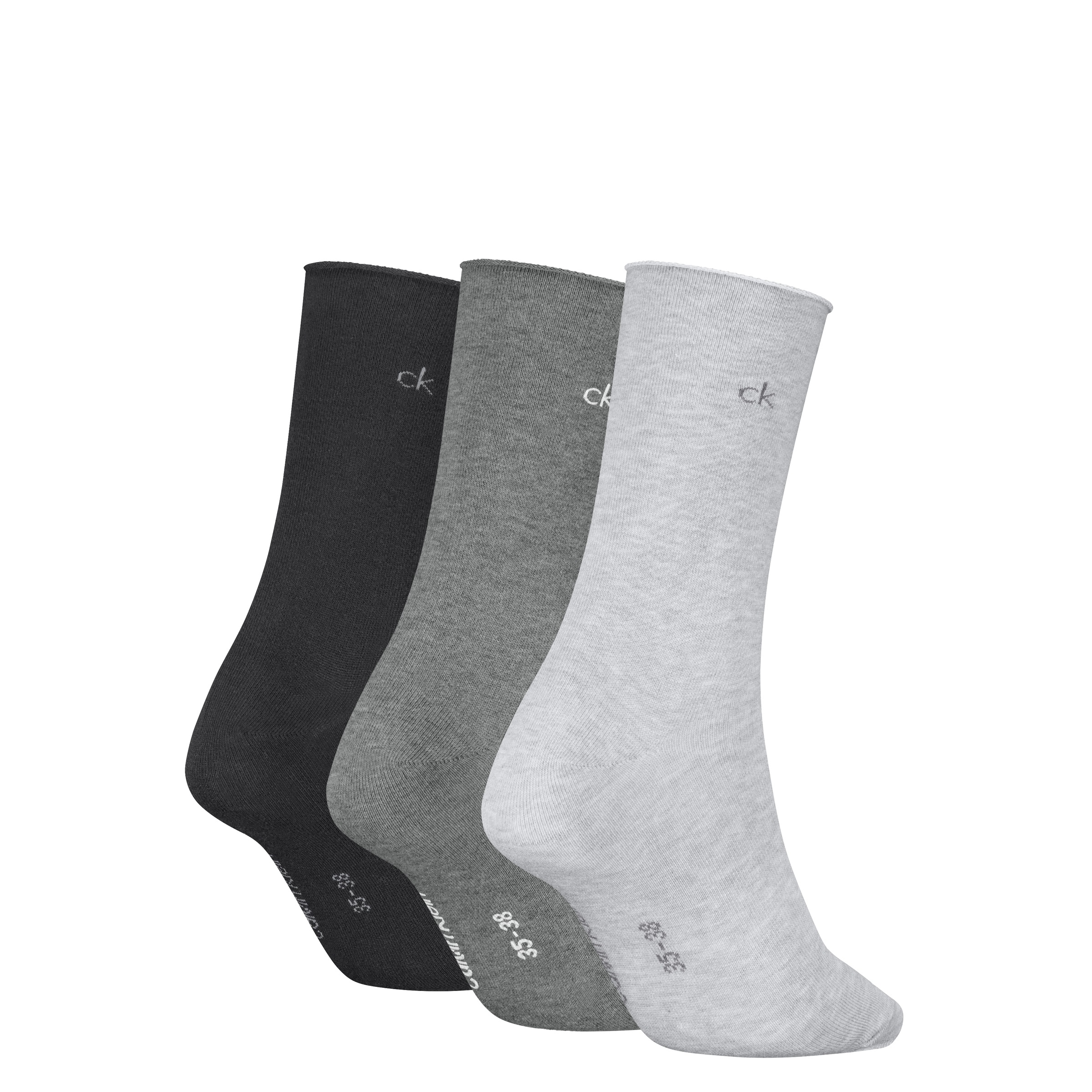Calvin Klein Socken »CK WOMEN SOCK ROLLTOP« 3 Paar,  mit kleinem Rollbund, Cotton-Mix