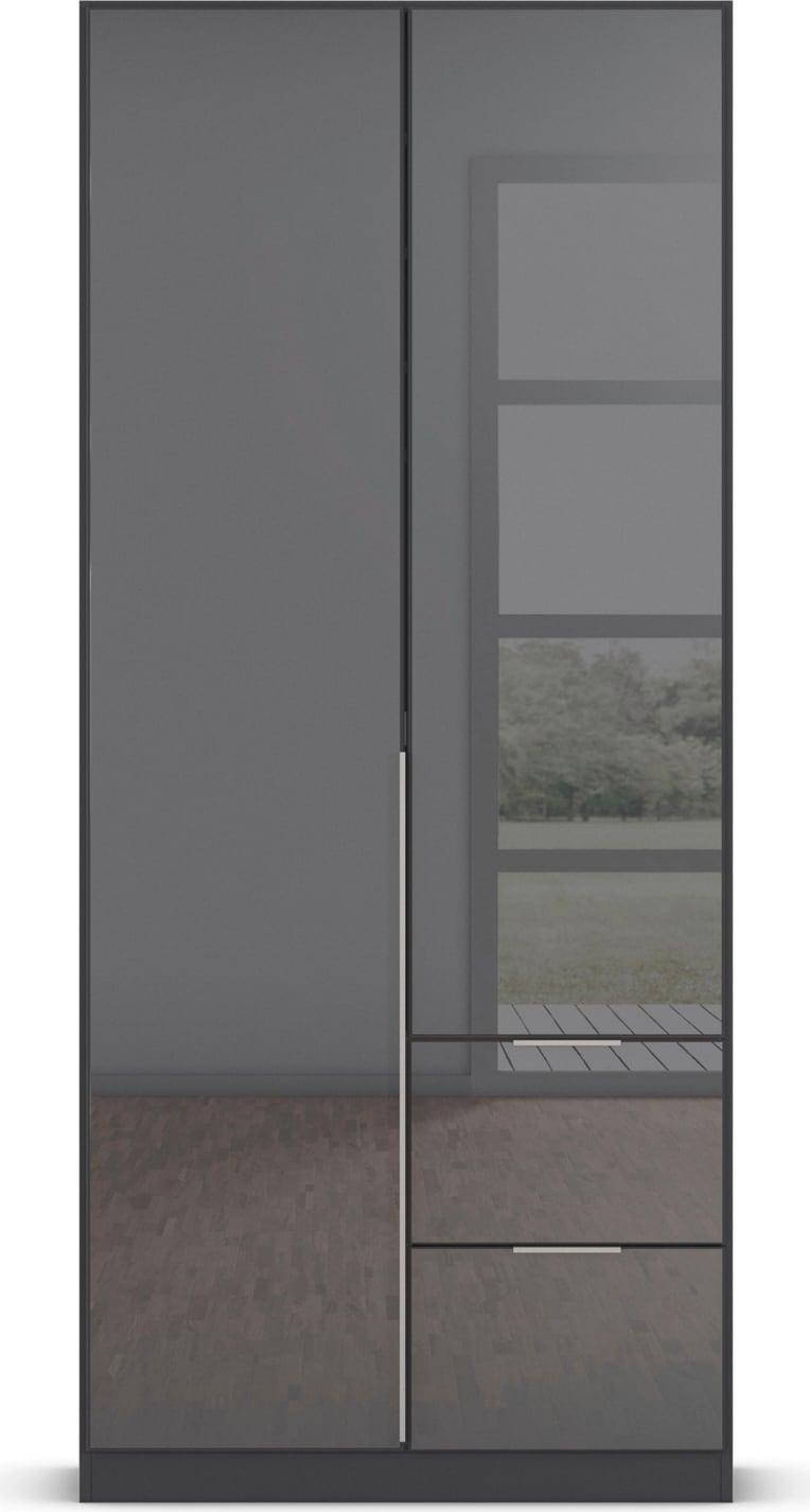 rauch Drehtürenschrank »Kleiderschrank Kleiderschränke Schrank Garderobe AGORDO mit Glasfront« in zwei Griff-Farben, Breiten 91-360 cm,  mit Außenschubkästen, in 7 Breiten und 2 Höhen MADE IN GERMANY