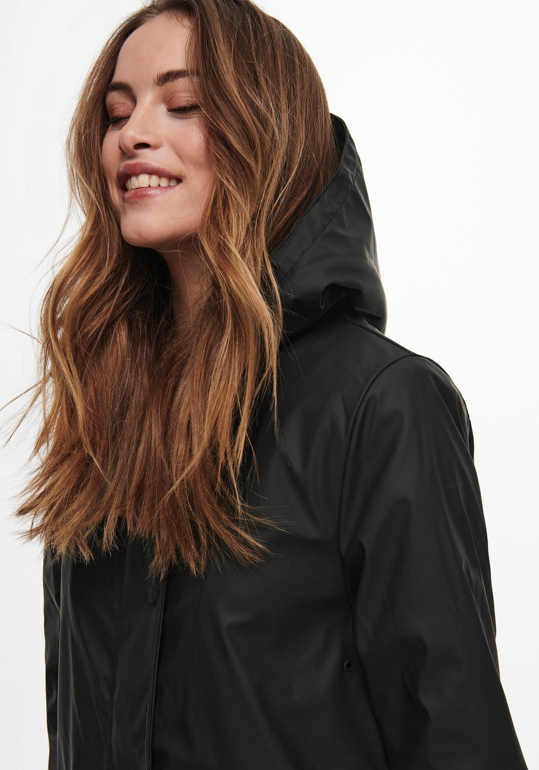 ONLY Funktionsmantel »ONLSALLY RAINCOAT OTW NOOS«, mit Kapuze und Teddyplüschfutter