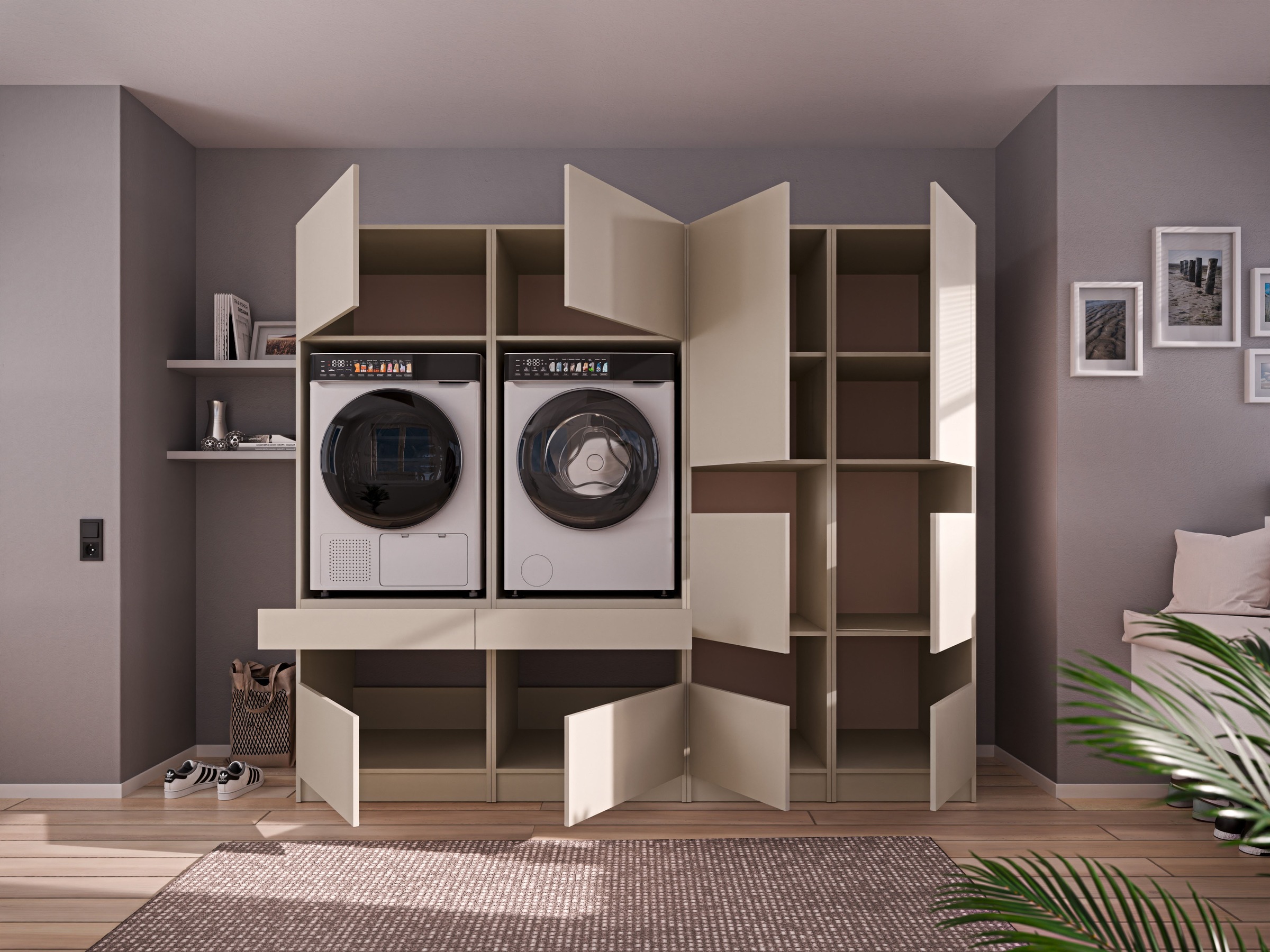 BASIC by Balculina Mehrzweckschrank-Set »Washhome B/T/H 236x68x200 cm« 4 Stk. tlg.