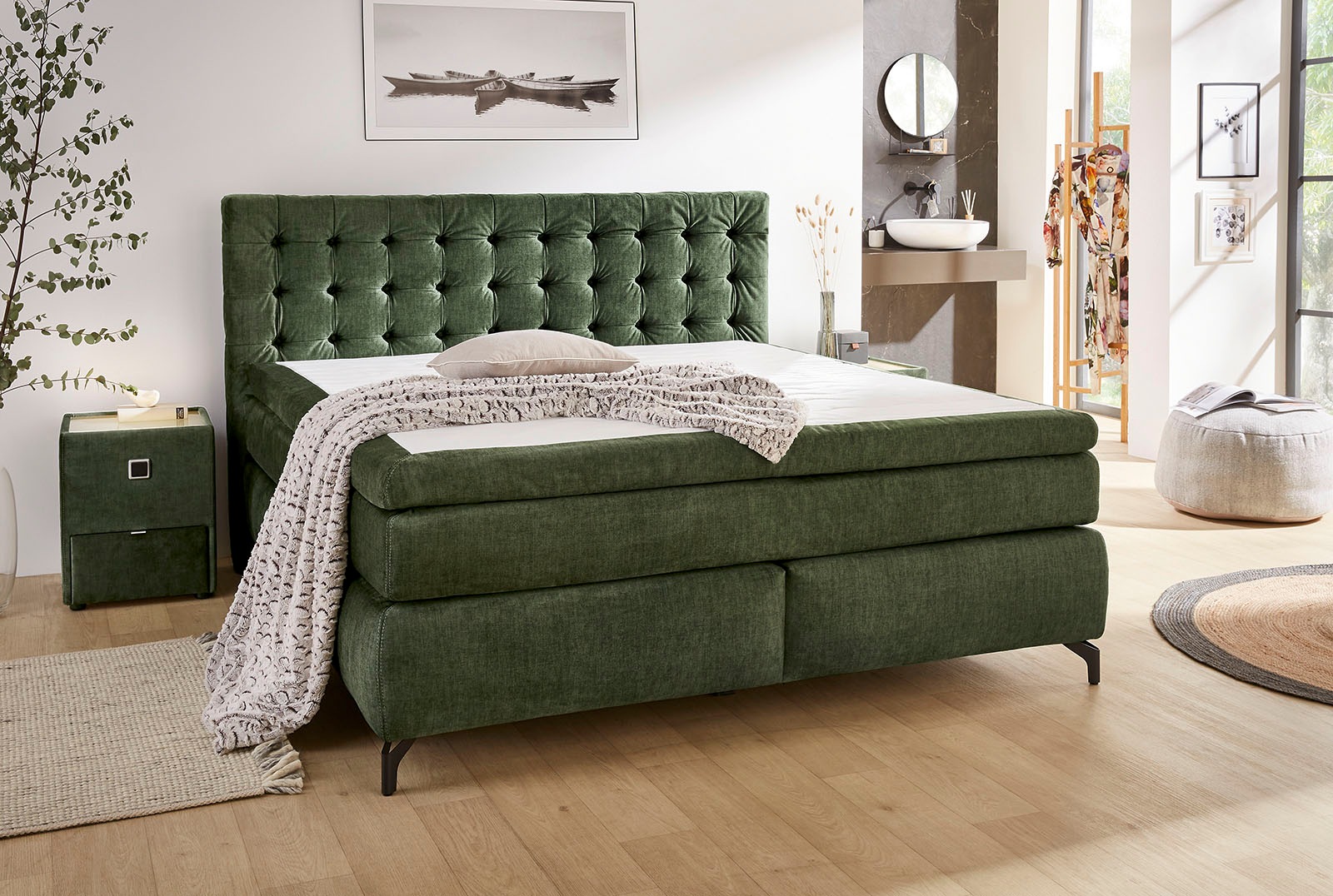 Jockenhöfer Gruppe Boxspringbett »Jessica inklusive 9cm Kaltschaum-Topper«, und 7-Zonen-TTFK-Matratze (H3,H3/H4 oder H4), Liegefläche 180x200cm