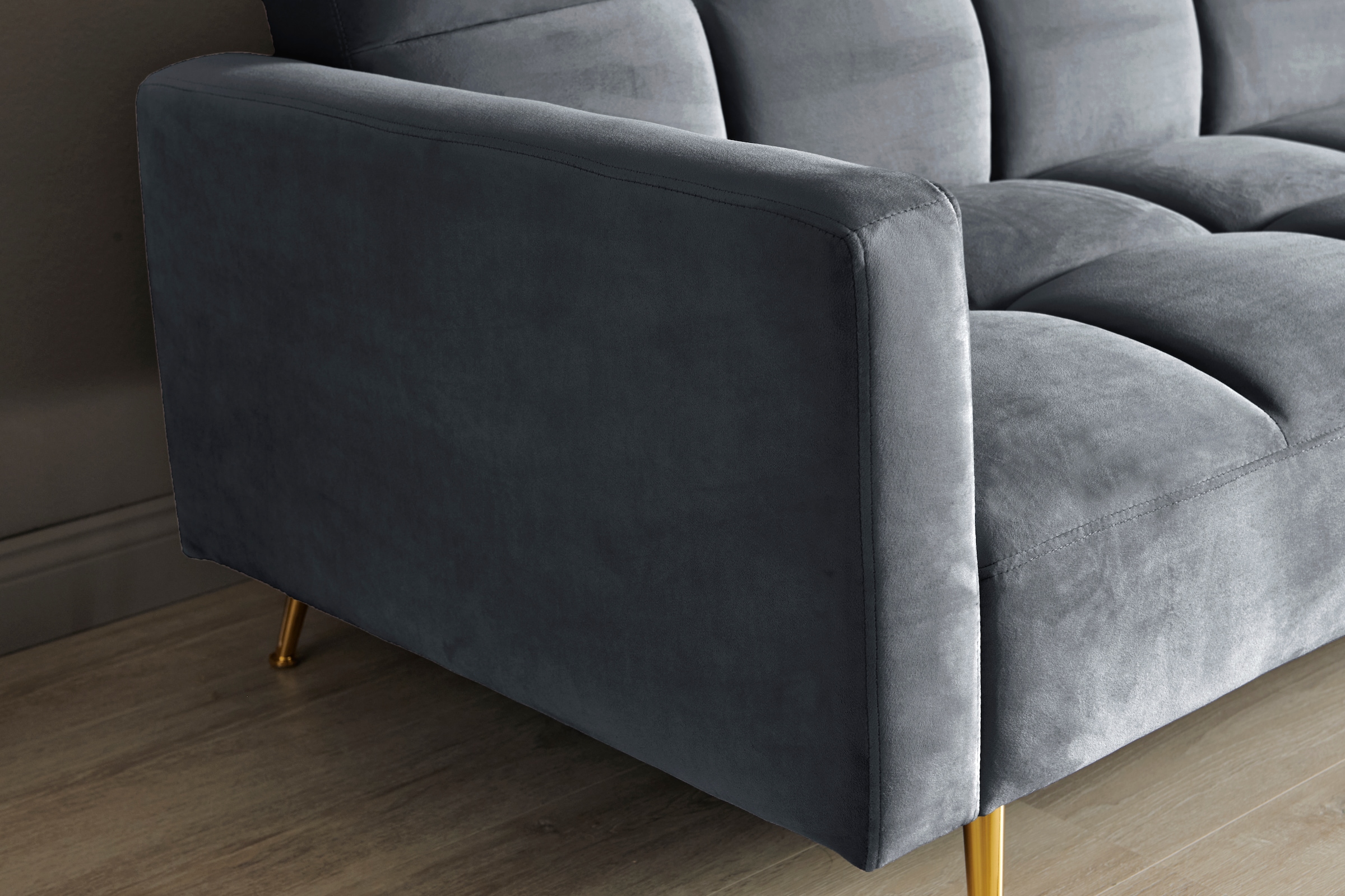 Jahnke Schlafsofa »CHILLAX POSH« mit Schlaffunktion, edler Samtstoff & Füße im Gold-Look, Breite 213 cm