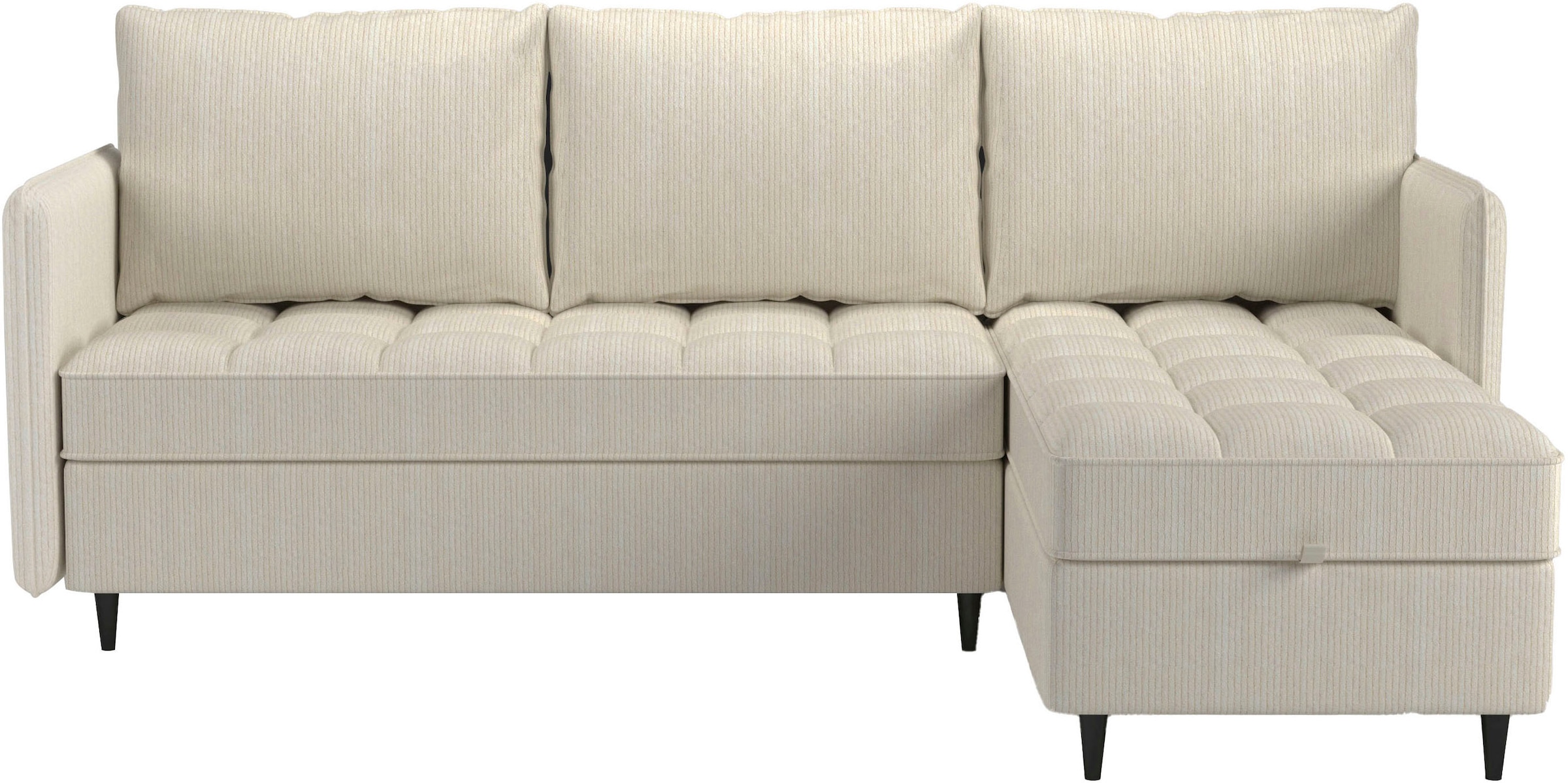 Dorel Home Ecksofa »LINDHUS, L-Form, verschiedene Stellvarianten, Loungesofa, Schlaf-Liege«, Wohnlandschaft, mit Recamiere, großer Bettkasten, Cord, Chenille