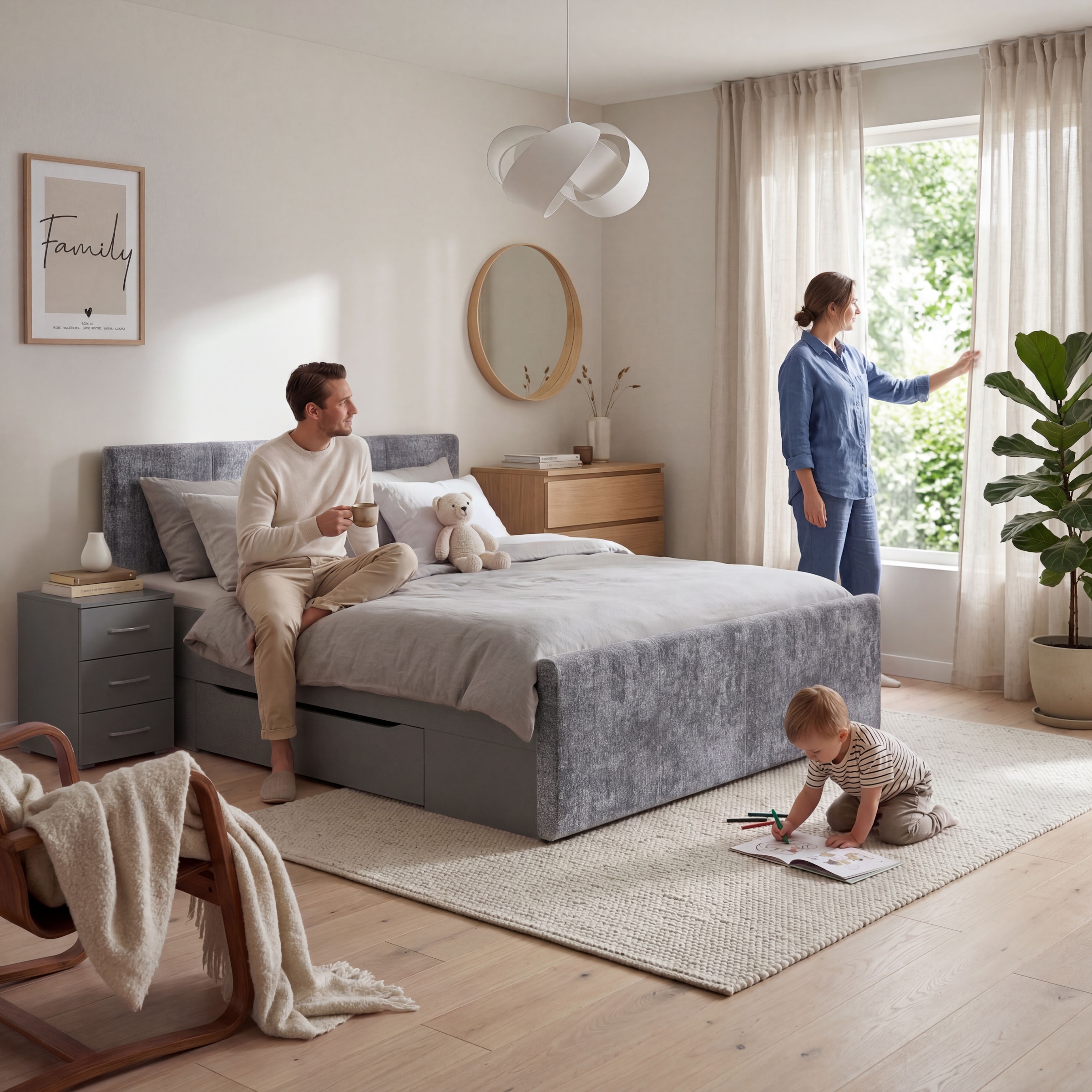OTTO home Bett »Doppelbett Polsterbett Stauraumbett AGORDO« 180x200 cm, Kopf- und Fußteil aus Cordstoff oder Webstoff,  praktische Bettschubkästen für zusätzlichen Stauraum MADE IN GERMANY