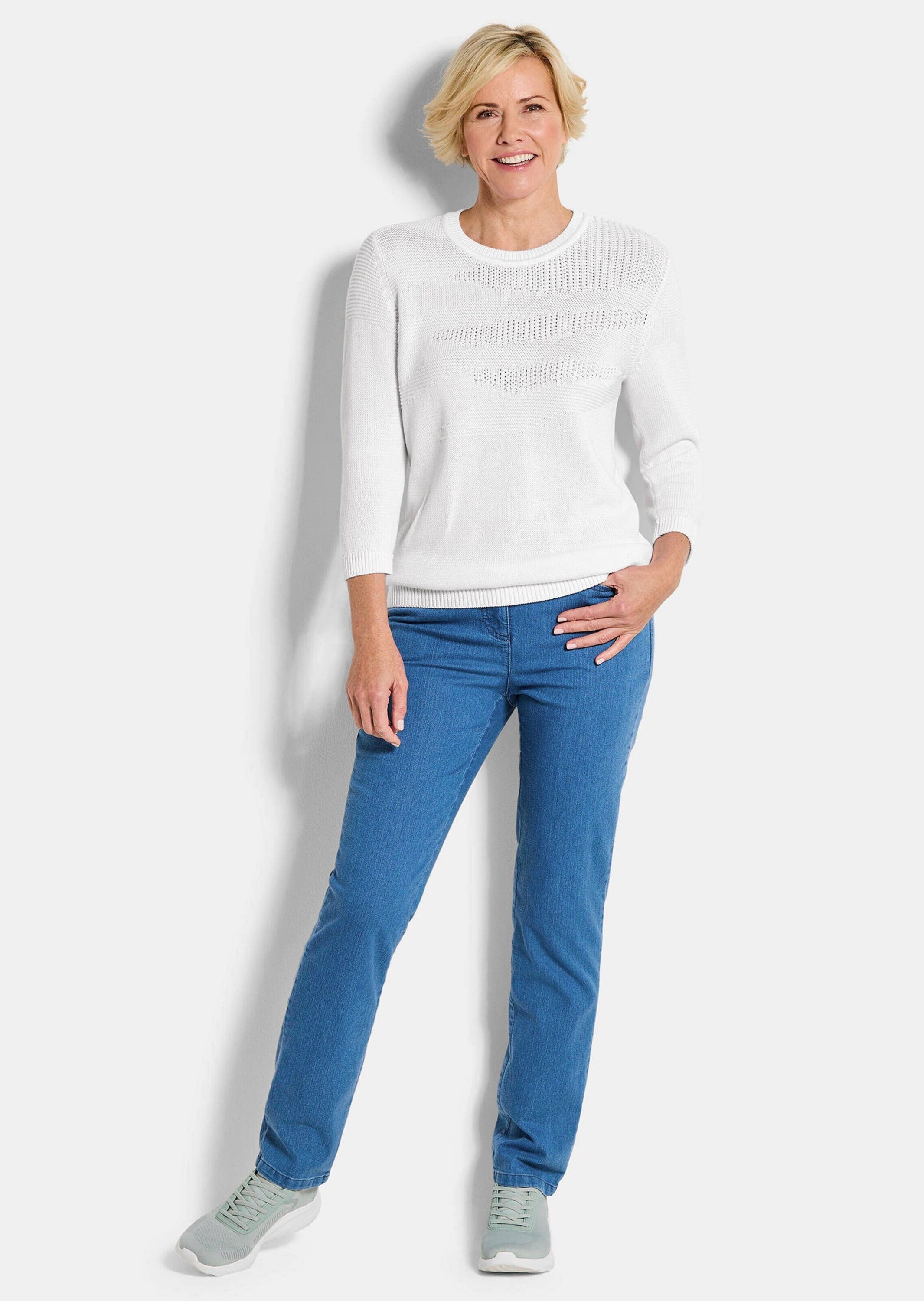 GOLDNER Rundhalspullover »Baumwollpullover mit Struktur« modischer Strukturstrick