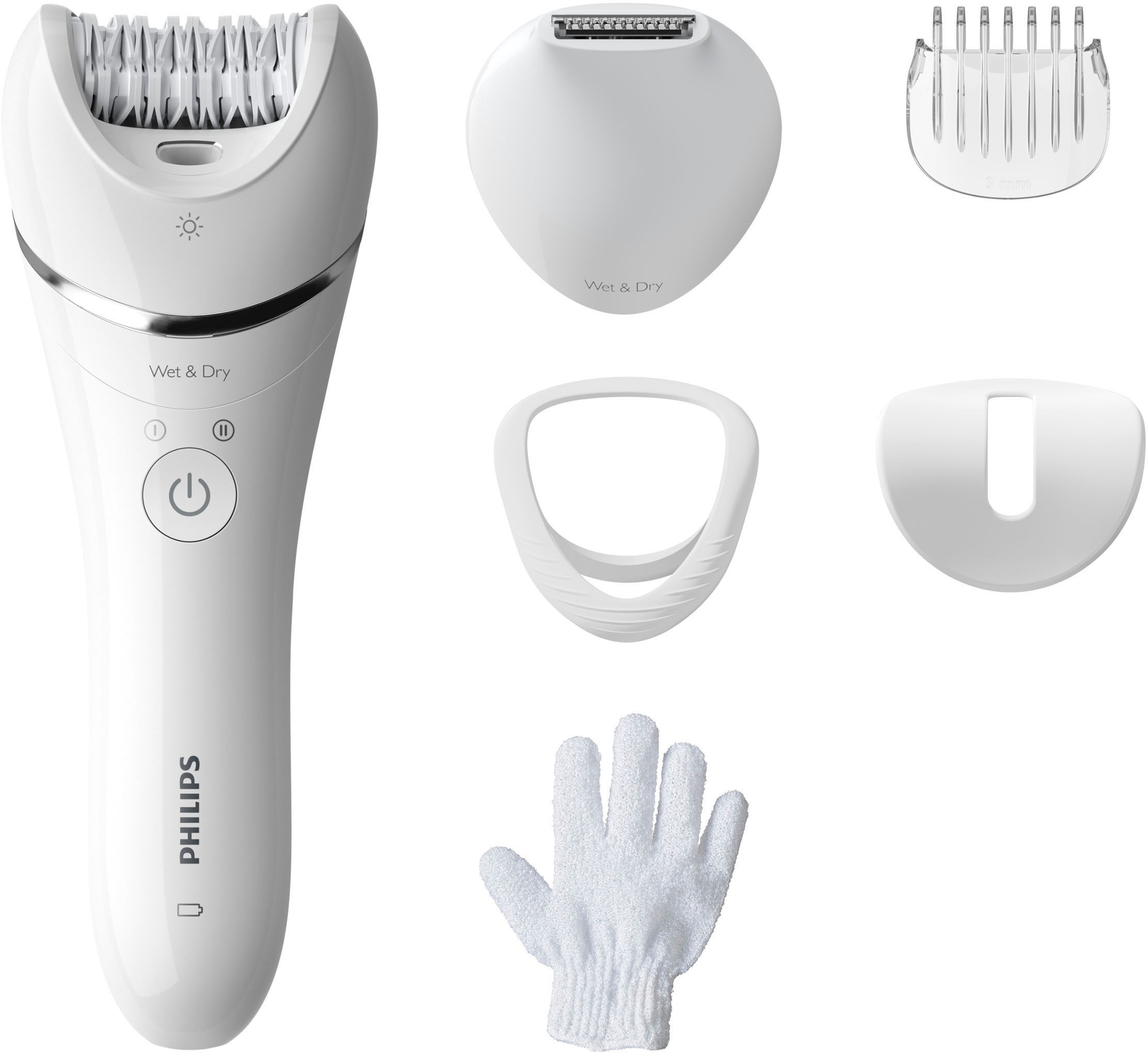Philips Epilierer »BRE715/00«, 4 St. Aufsätze, Satinelle Advanced Nass- & Trockenepilierer, leistungsstarke Epilation