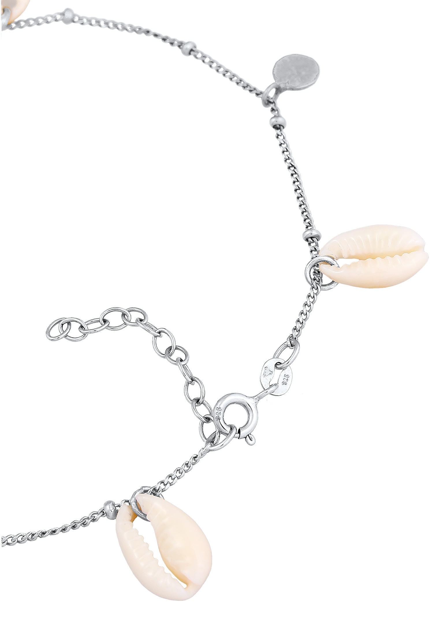 Elli Fußkette »Fußschmuck Plättchen Kauri Muschel Maritim 925 Silber«