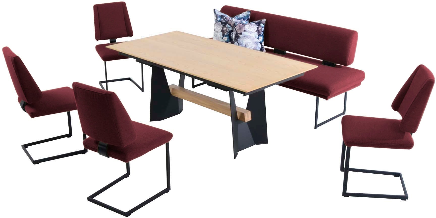 K+W Komfort & Wohnen Essgruppe »Longbeach« 6 Stk. tlg. Essgruppe in Spitzkissenoptik mit 4 Freischwingern, Gestell in Metall