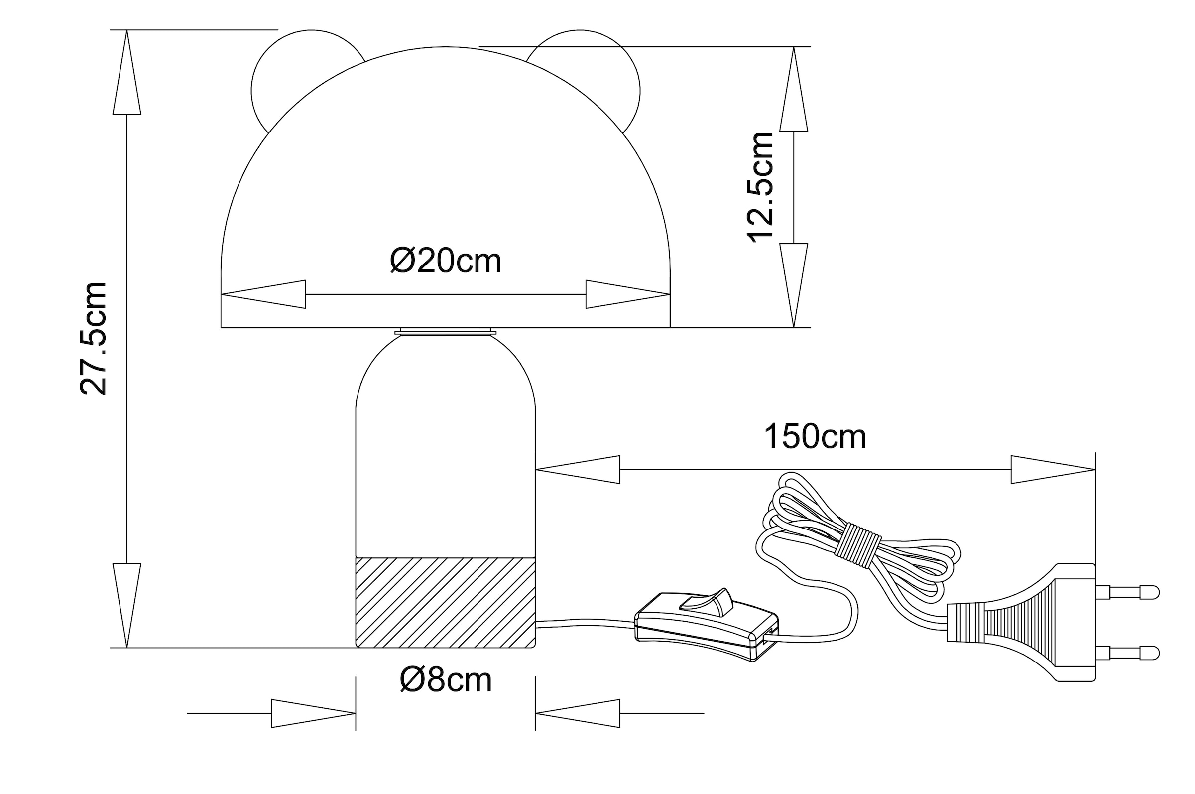 OTTO home Tischleuchte »Alinn« E14 1 Stk. ideale Kinderzimmerleuchte, Tischlampe, Leuchte mit Öhrchen, H: 27,5cm