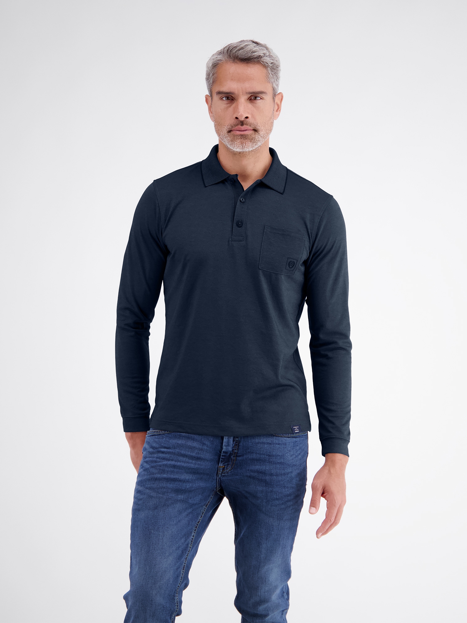 LERROS Langarm-Poloshirt »Legeres Langarm-Polo aus Mischgewebe mit Brusttasche«