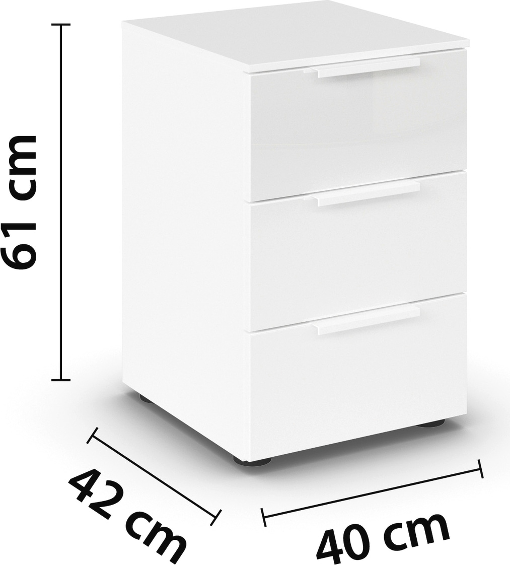 rauch Nachtkommode »Nachttisch Nachtschrank Nachtkonsole FLIPP mit Glasfront« Breite 40 cm,  mit 3 Schubladen und Soft-Close-Funktion sowie Glasfront