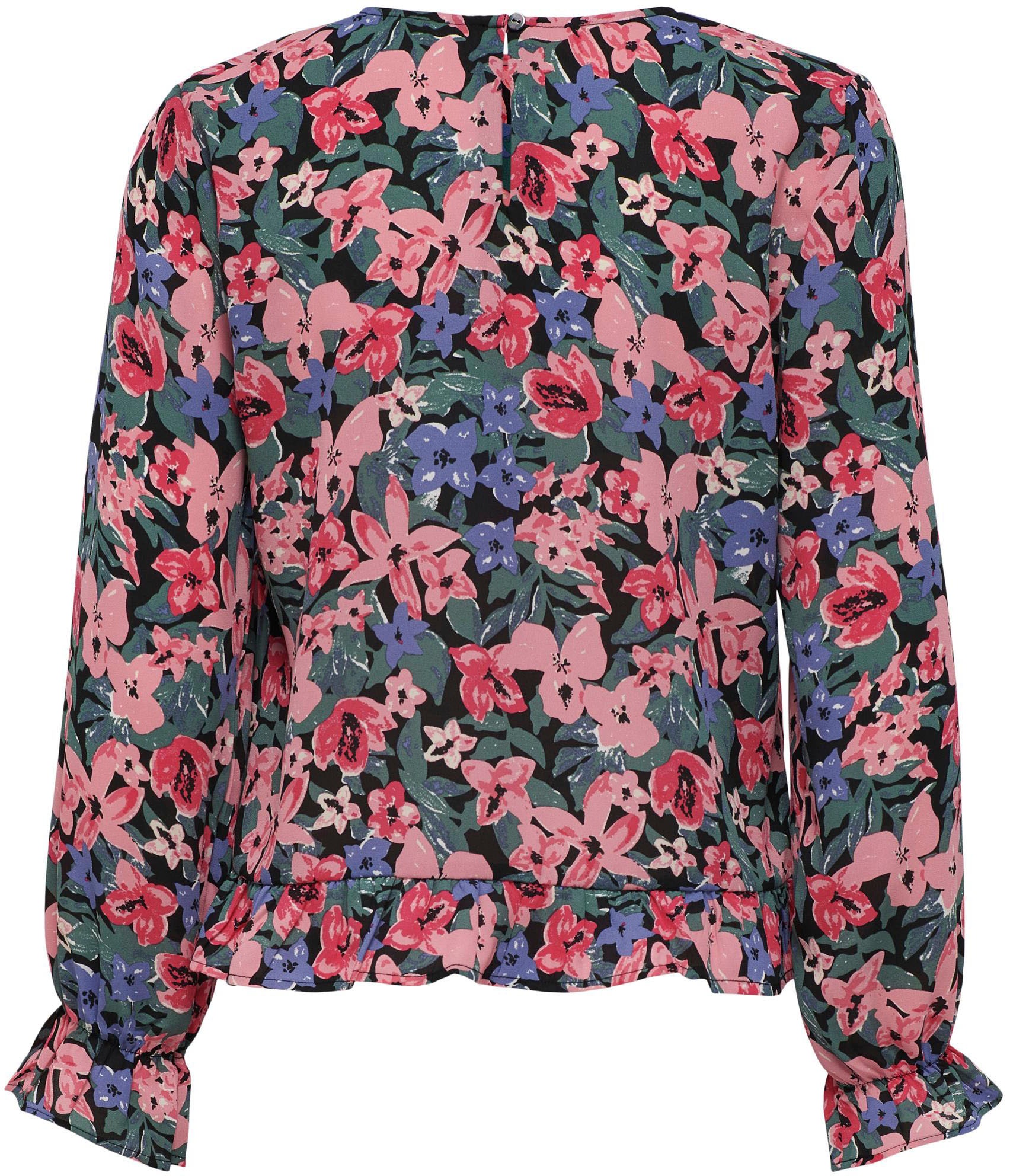 Only Druckbluse »ONLALMA LIFE VIS L/S FRILL TOP«, mit Rüschen