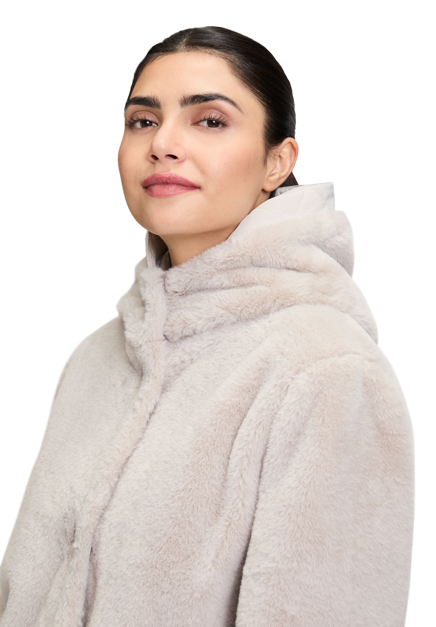 Amber & June Plüschjacke »Plüschjacke mit Kapuze«
