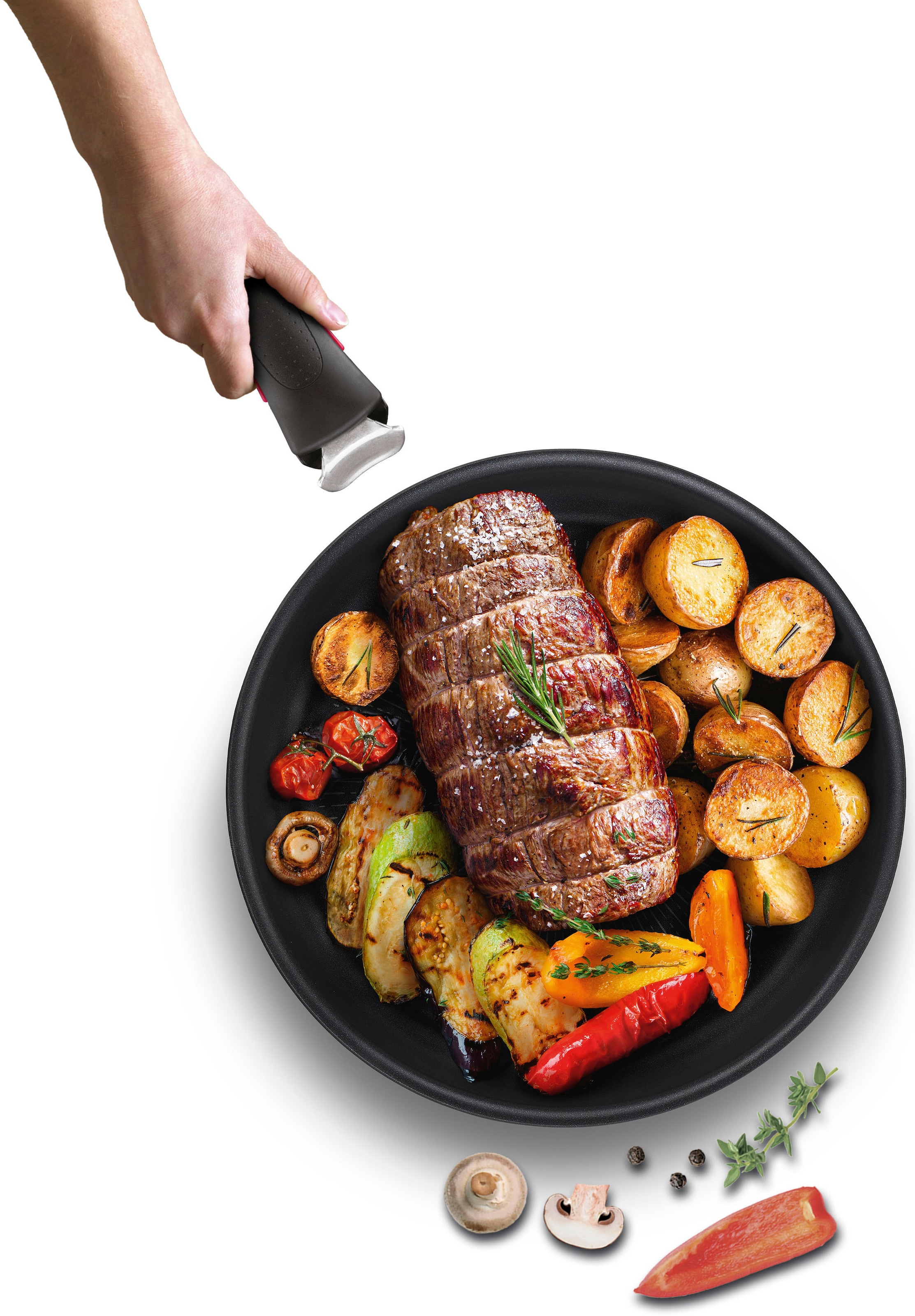 Tefal Pfannen-Set »Ingenio Unlimited«, Aluminium, (Set, 3 tlg., Tefal Ingenio Unlimited Pfannenset, 2 teilig, Ø 22, 26 cm, 1 Griff), stapelbar, Antihaftversiegelung, Induktion, Made in France, kompakt