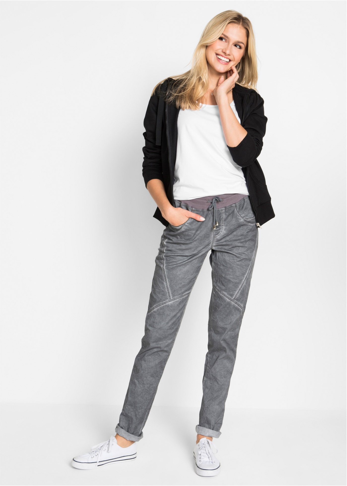 bonprix T-Shirt figurbetonte slim fit Passform, Kurzarm, aus Baumwolle und Elasthan