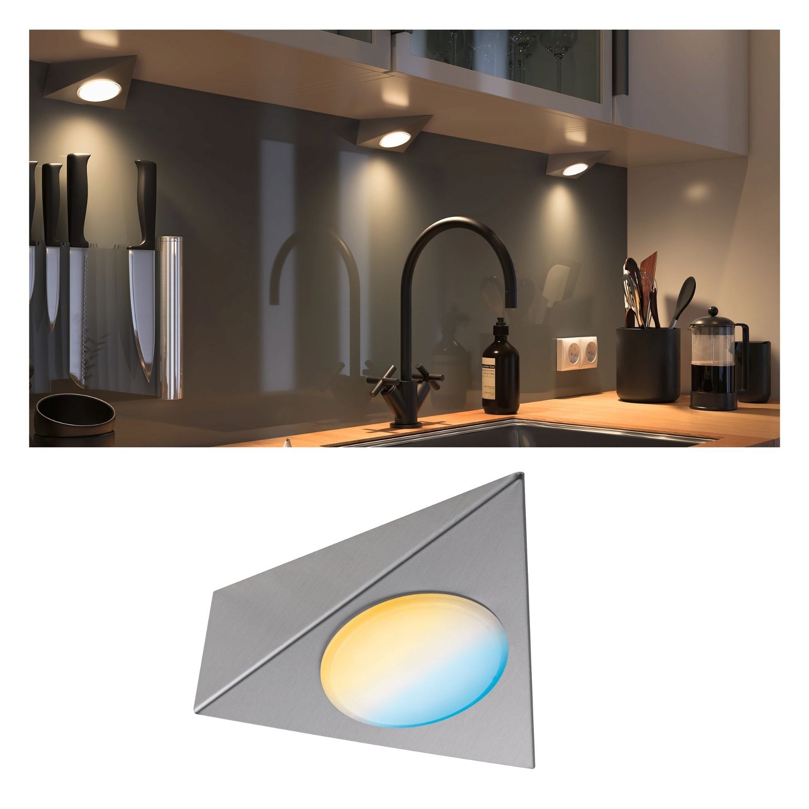 Paulmann Unterschrankleuchte »Clever Connect Spot Trigo 2,1W 2700- 6500K 12V Nickel geb/Metall«, 1 flammig, tunable White