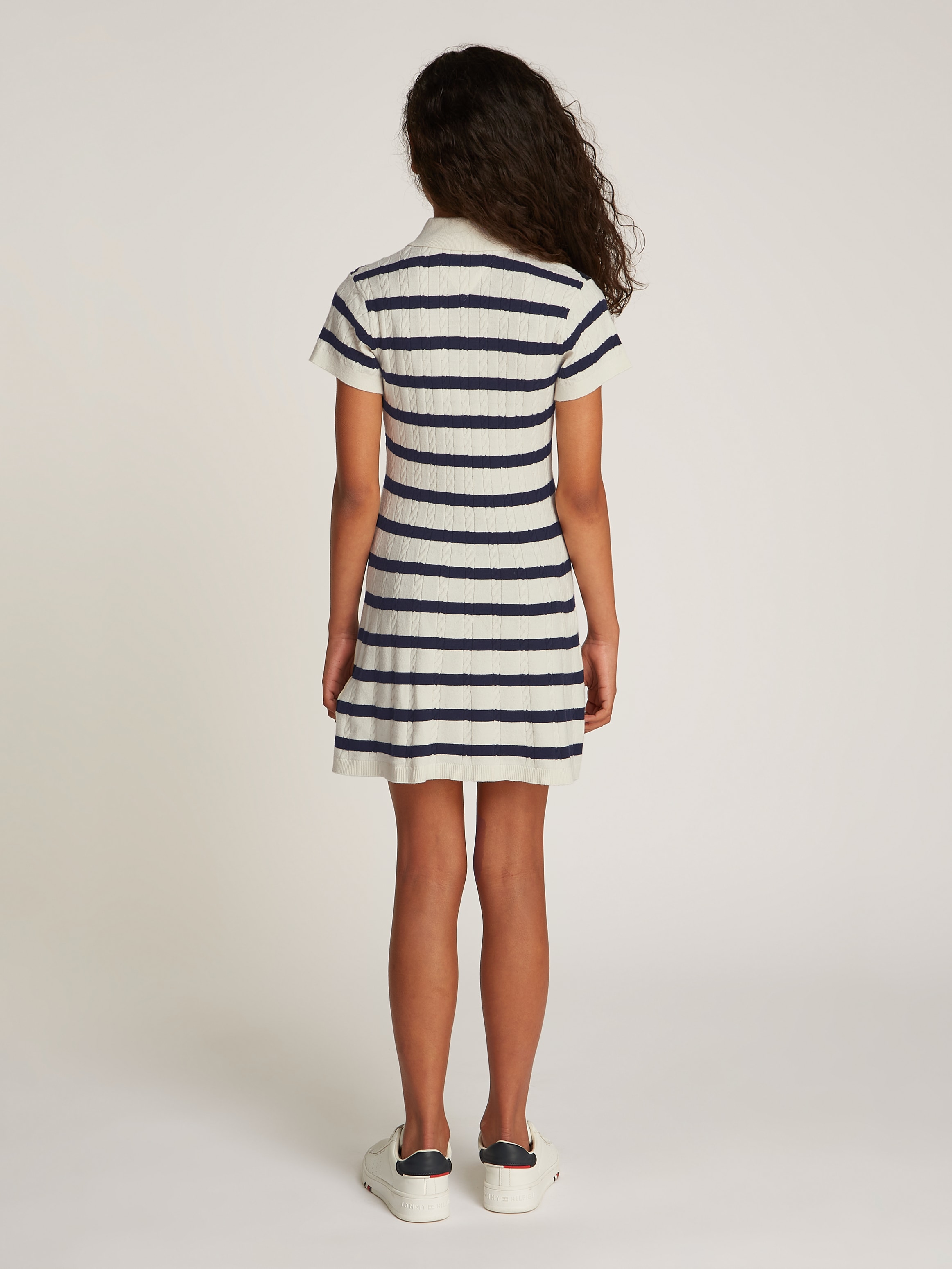 Tommy Hilfiger Strickkleid »SWEATER DRESS SS«, mit Streifenmuster, mit Zopfmuster