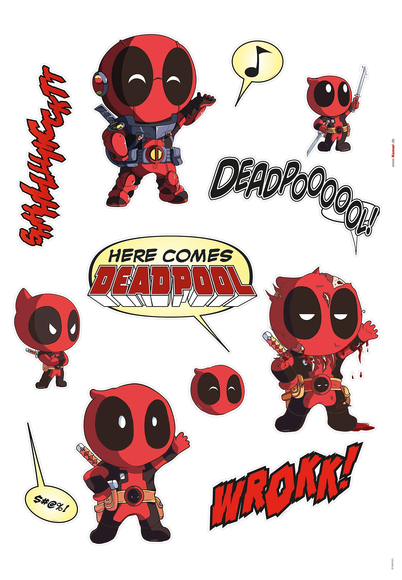 Komar Wandtattoo »Deadpool Cute«, (12 St.), 50 x 70 cm
