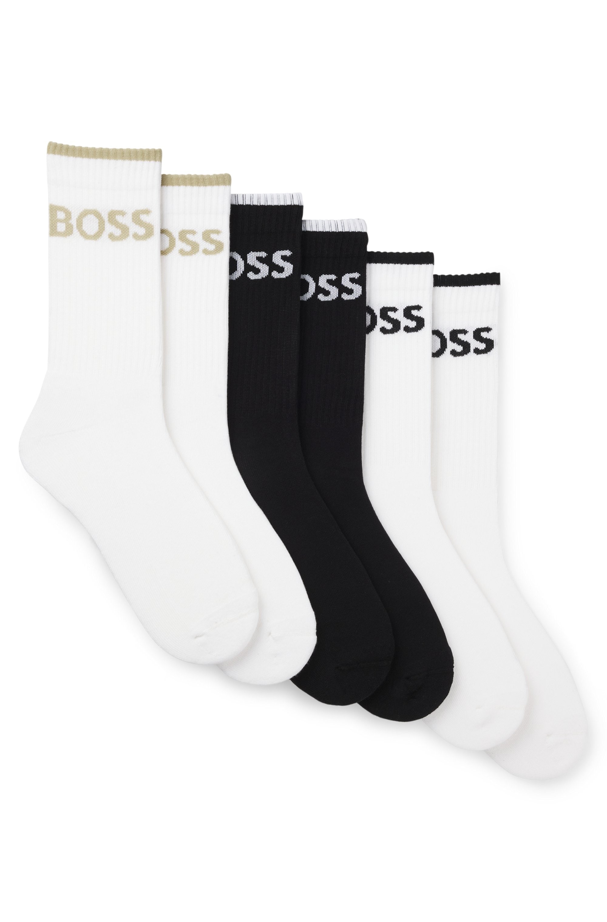 BOSS Businesssocken »6P QS Stripe CC« Packung, 6er, 6 Paar tlg. mit BOSS Schriftzug