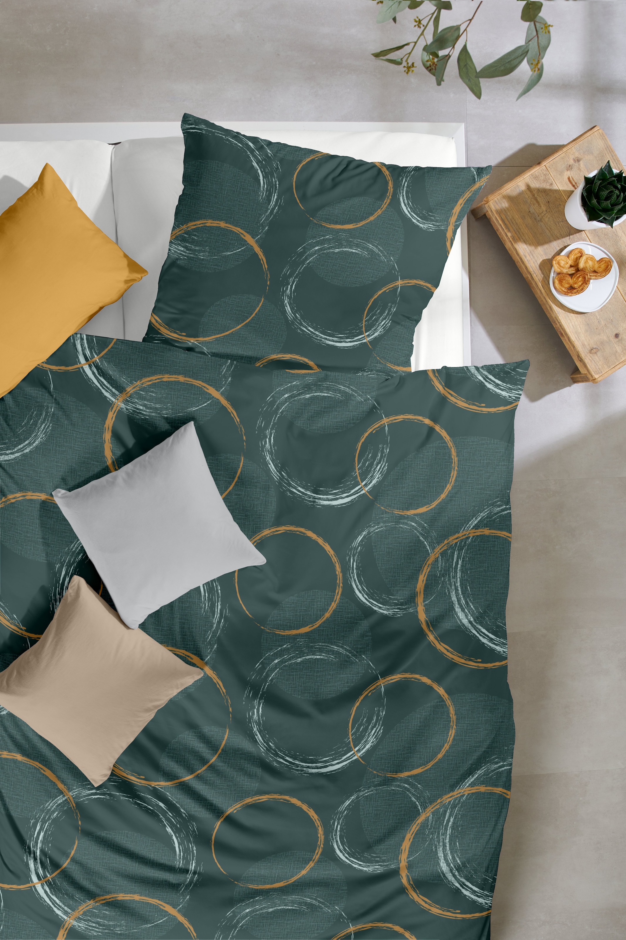 Primera Bettwäsche »Mako-Satin -Bettwäsche Trace« 2 Stk. tlg. mit frischem Kreismuster