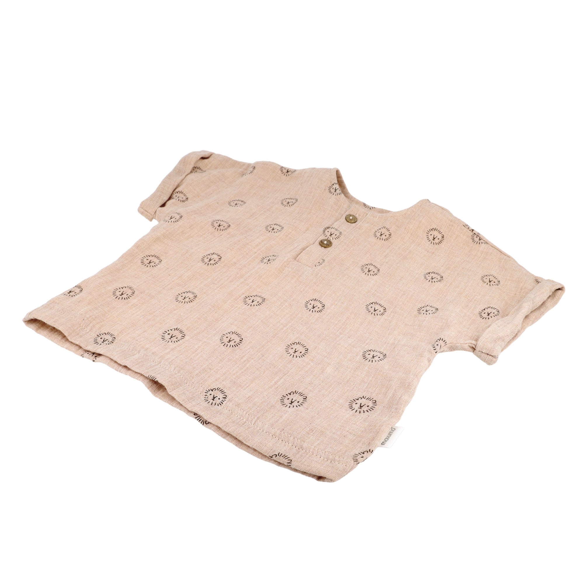 MAXIMO Langarmhemd 1 Beigemeliert, Löwe, Musselin, Kurzarm-Hemd, Baby Boy