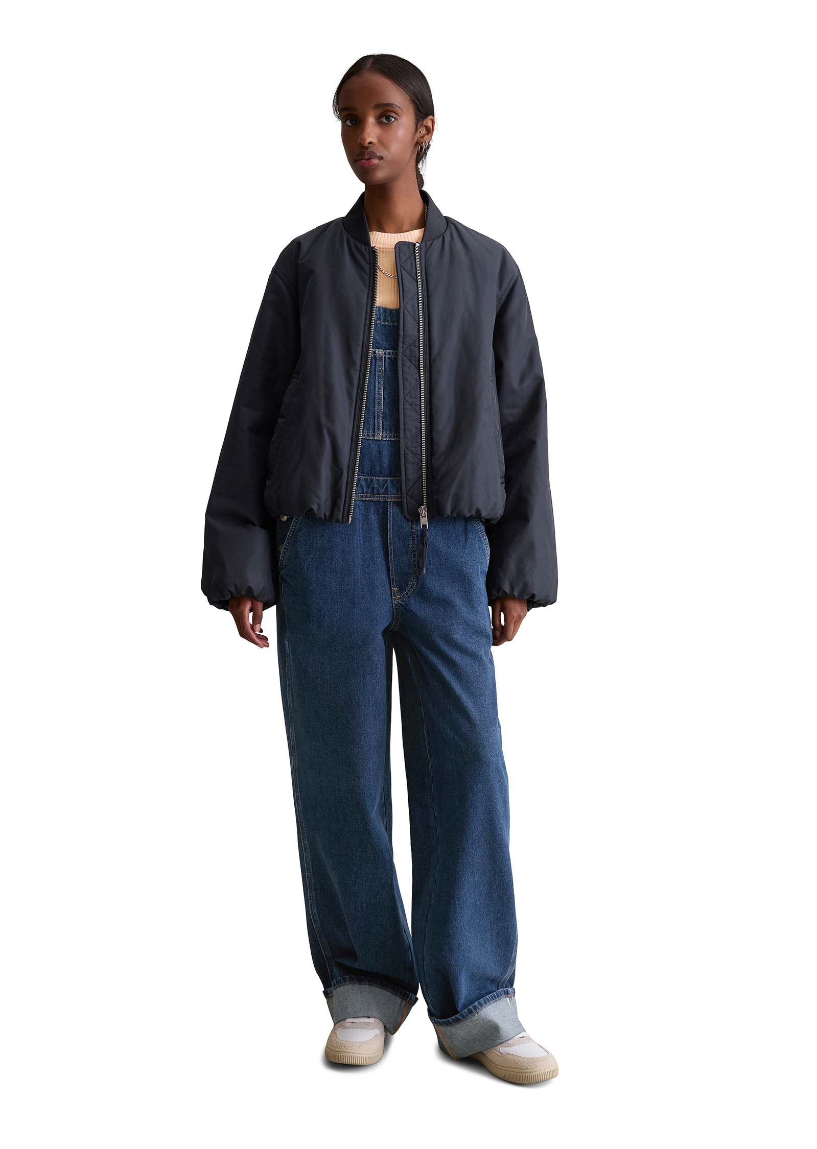 Marc O'Polo DENIM Blouson »im Aviator-Stil relaxed fit cropped aus recyceltem Polyester«