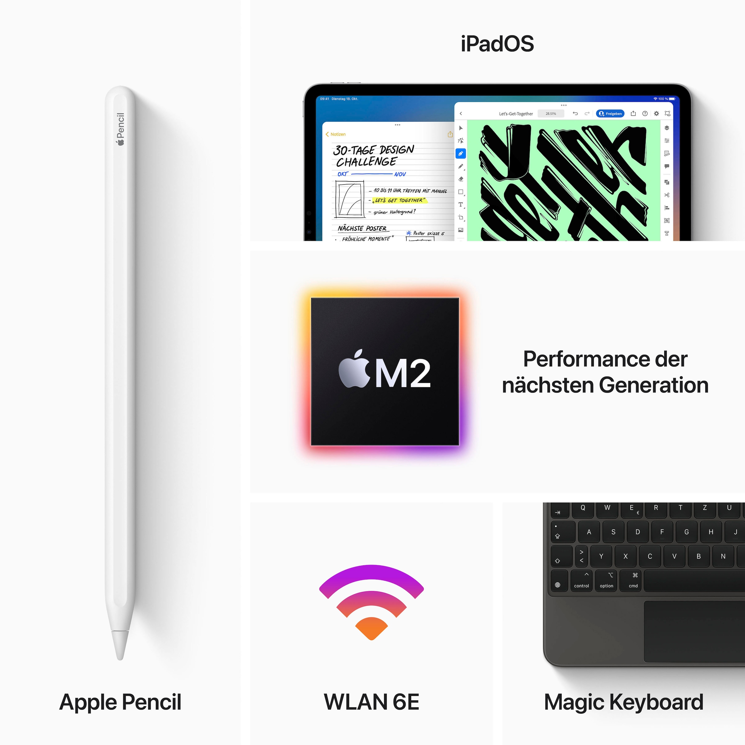Apple Tablet »11" iPad Pro 2022 Wi‑Fi«, (27,96 cm / 11 Zoll), iPadOS,)