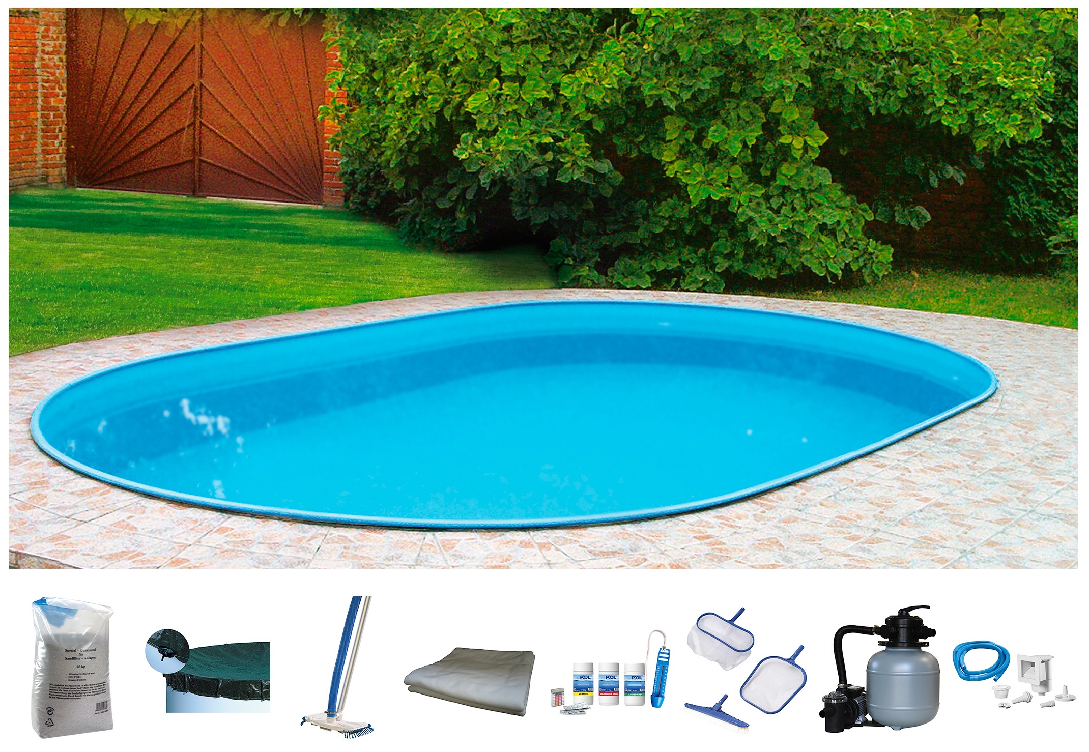MyPool Ovalpool »Premium«, (Set), 9-tlg., BxLxH: 300x700x135 cm