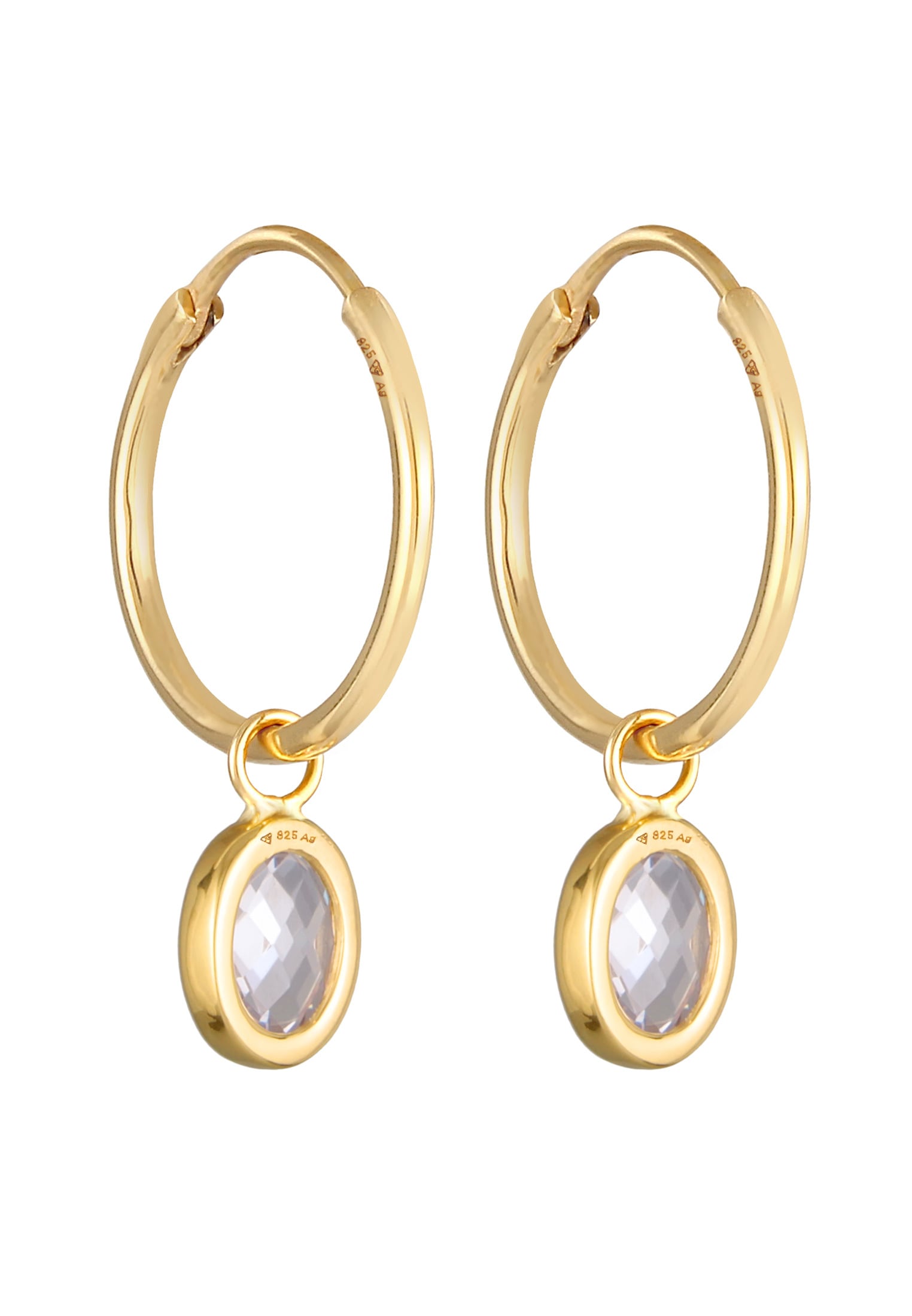 Nenalina Paar Creolen »Ohrringe Creolen Zirkonia Anhänger Oval 925 Silber«