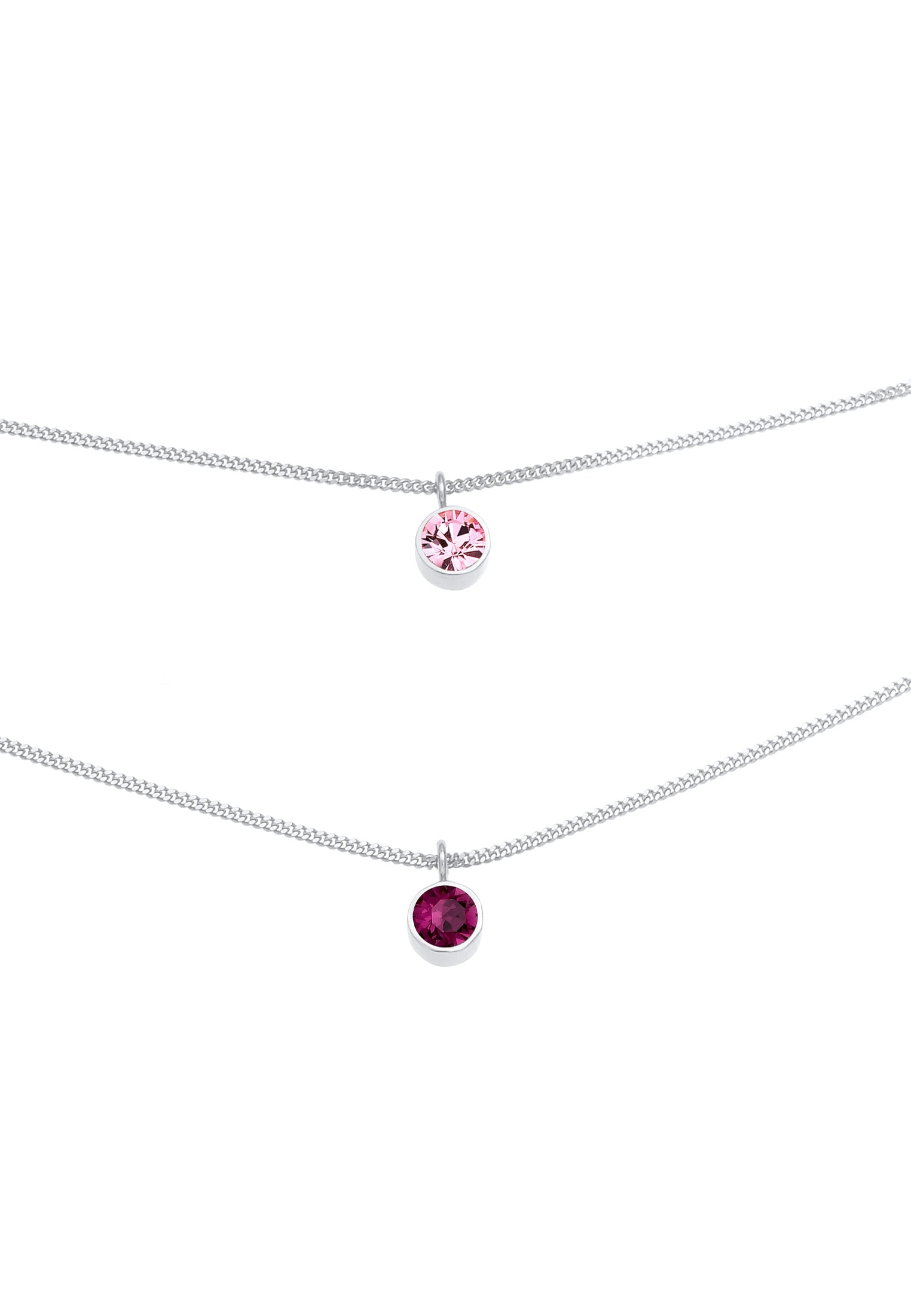 Elli Silberkette »Halskette Choker Layer Kristalle Rund 925 Silber«
