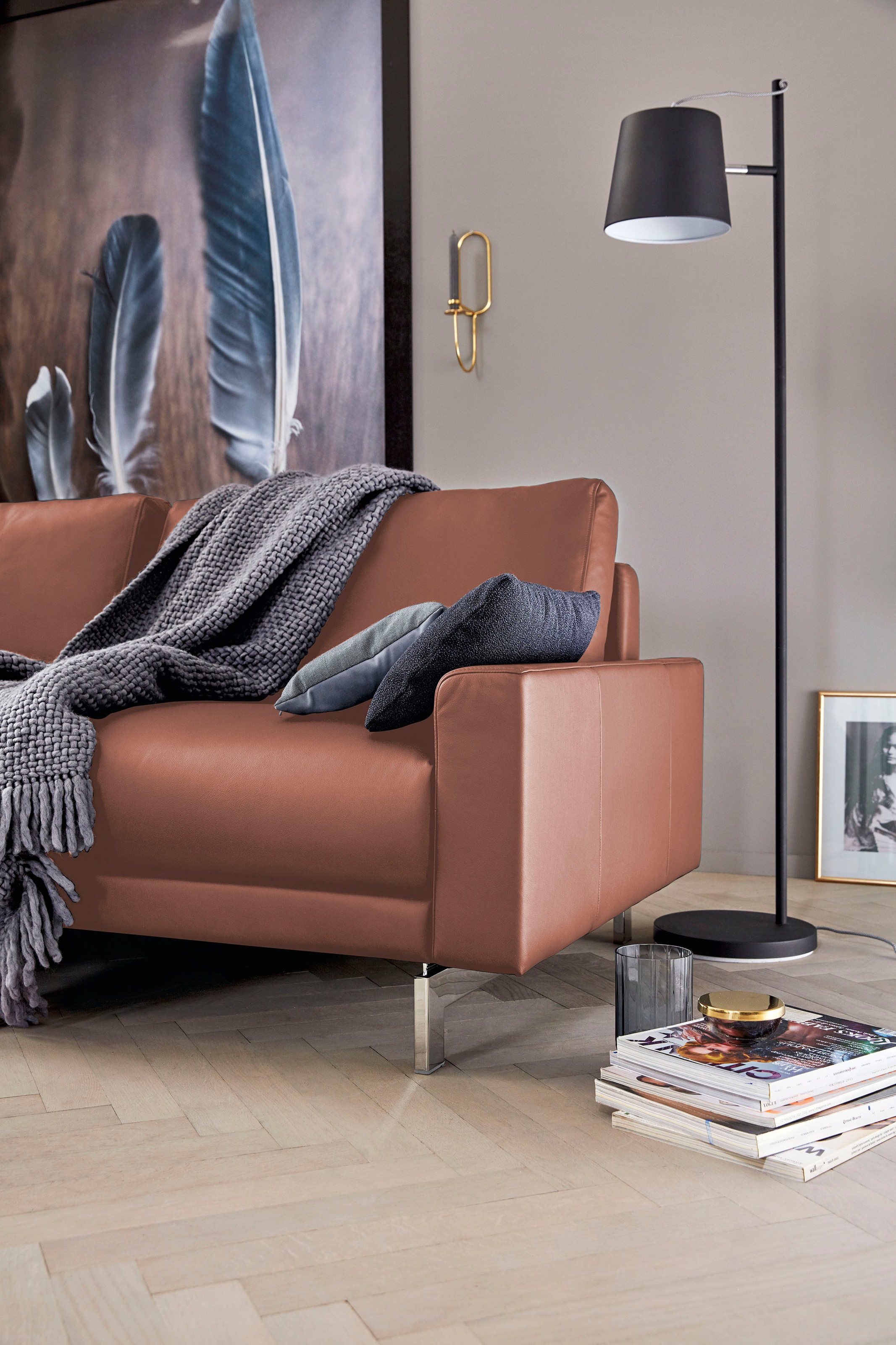 Creation BY ROLF BENZ 3-Sitzer »CR.450, Designsofa, Loungesofa«, Armlehne niedrig, Fuß chromfarben glänzend, Breite 204 cm