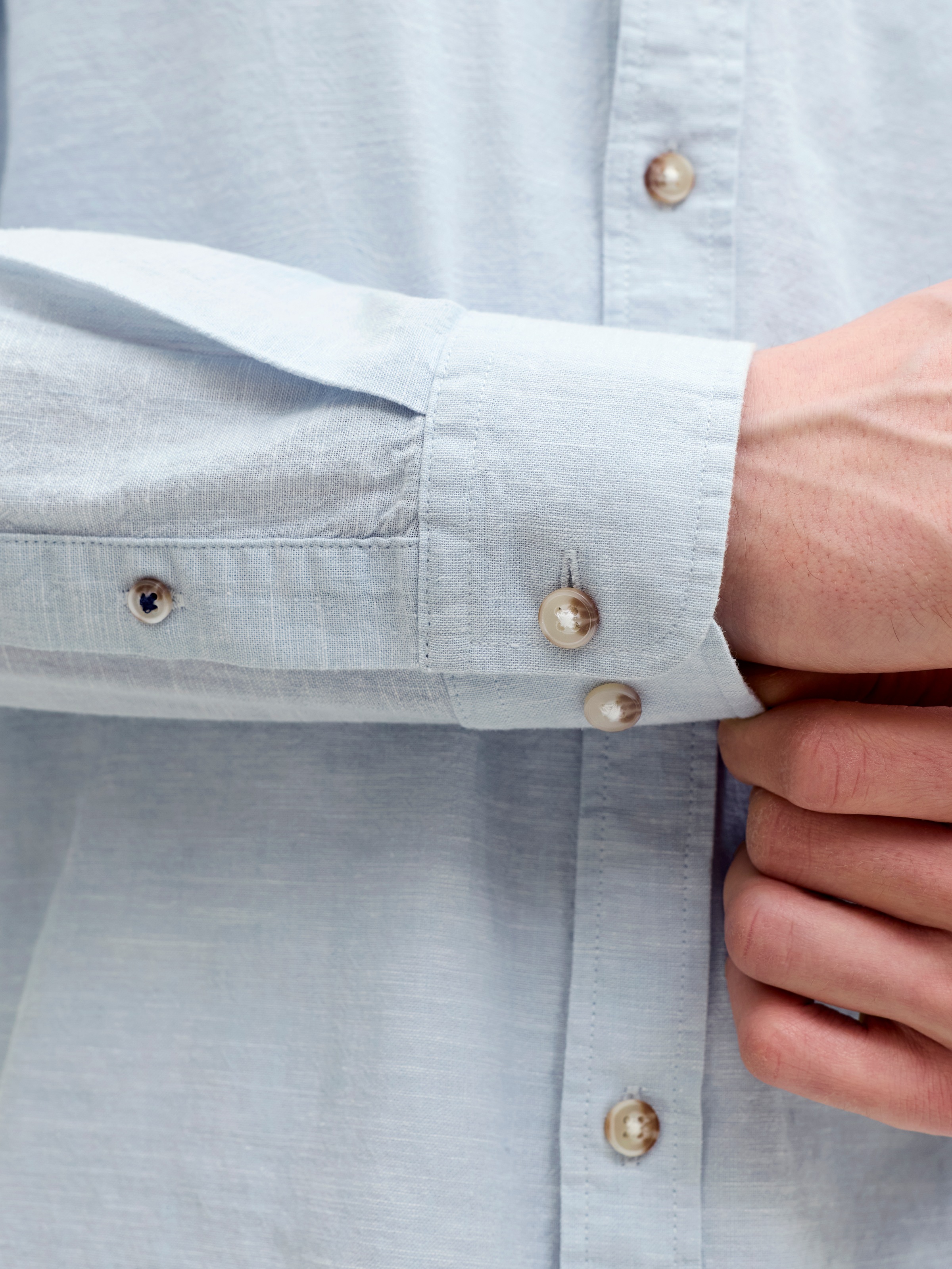 Jack & Jones Langarmhemd »JJESUMMER LINEN BLEND BAND SHIRT L/S SN« Baumwollmischung, regular fit