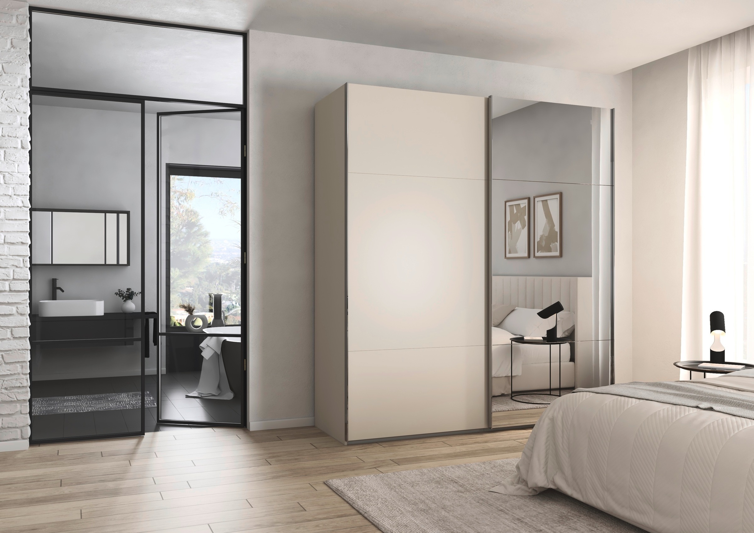 rauch Schwebetürenschrank »Kleiderschrank Schrank Garderobe Schlafzimmerschrank CONTIDO«, (in 3 verschiedenen Ausstattungen BASIC/CLASSIC/PREMIUM), aus hochwertigem Material in 6 Breiten 2 Griff-Farben MADE IN GERMANY