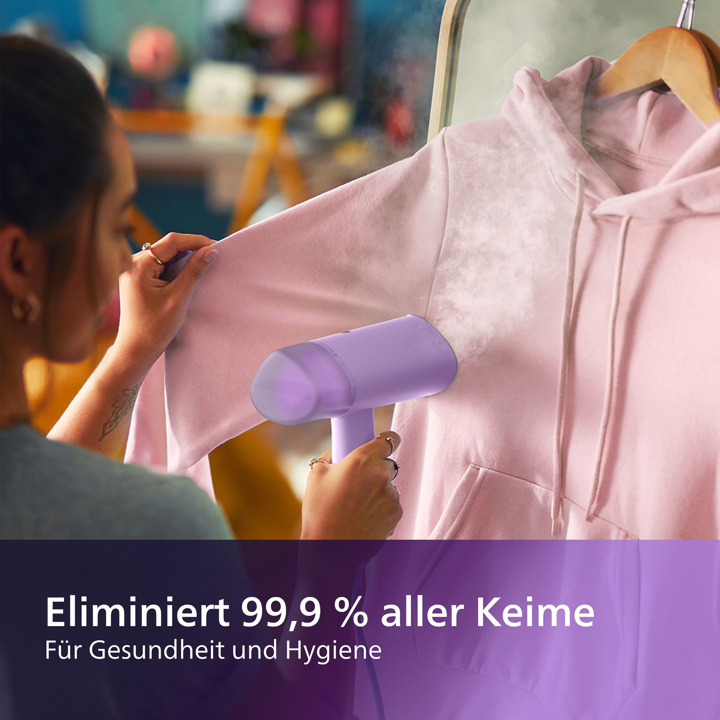 Philips Dampfbürste »STH3010, 100 ml abnehmbarer Wassertank«, 1000 W, kompakter und einklappbarer Steamer, Aufbewahrungstasche inkl.