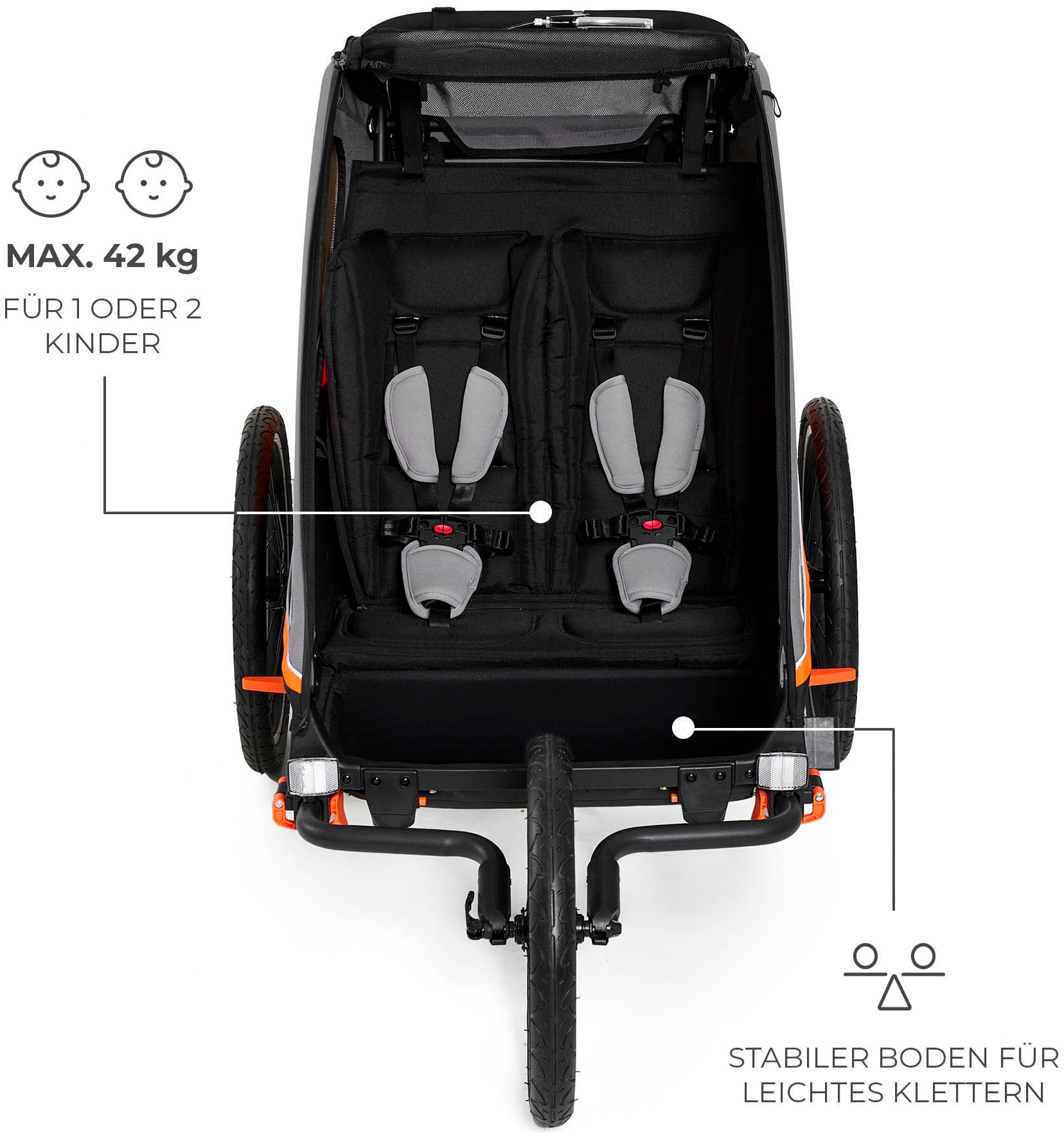 Kinderkraft Fahrradkinderanhänger »NAVA« für 2 Kinder